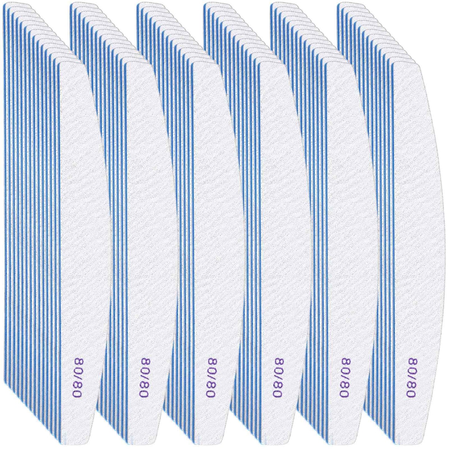 Lanties 200 Pcs 80/80 Grit Nail Files, Reusable Nail File Double Sided Emery Boards for Acrylic and Gel Nails, Professional Fingernail File Manicure Tools for Salon Pedicure Beauty (Sector)