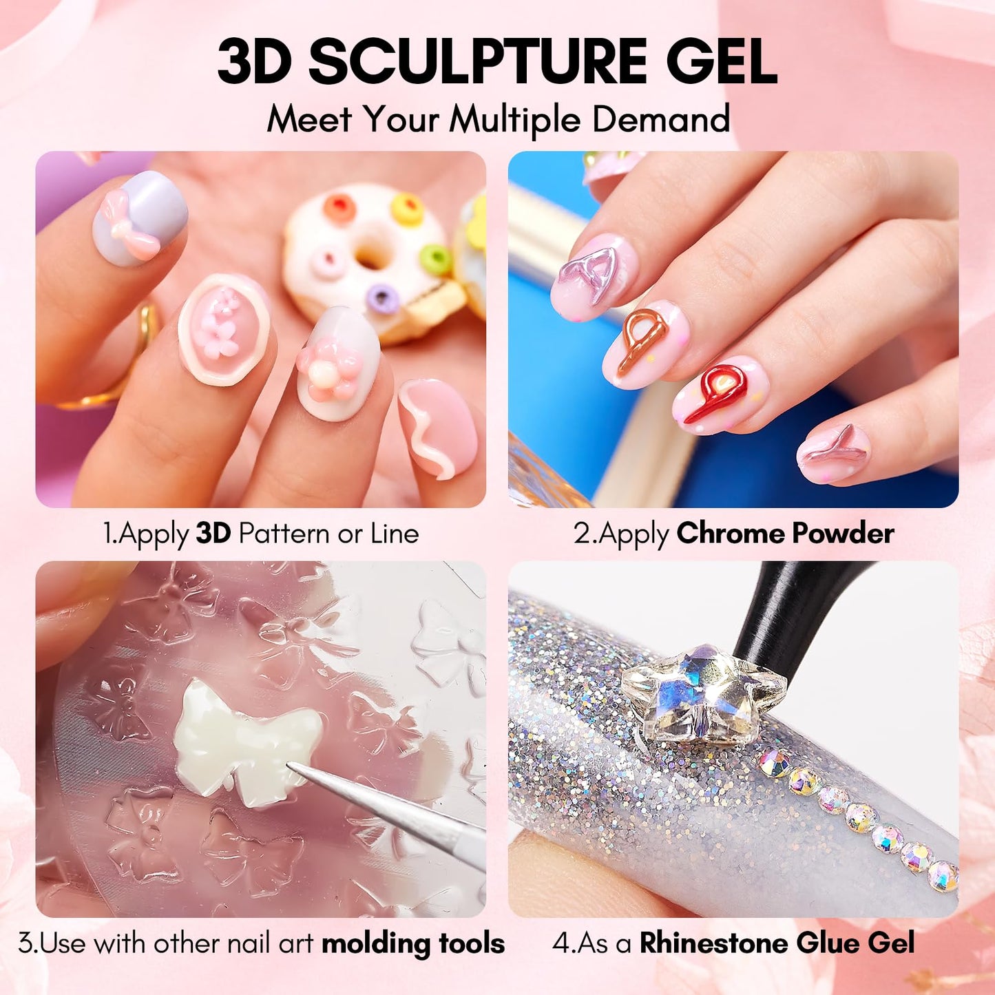 Makartt 3D Nail Gel, 15g Sculpting Gel Nail Art Glue for Valentine's Day Nail Art Designs DIY Nail Craving 3D Gel Nail Art Polish Painting Drawing Nail molding Gel Nail Decoration Charms Candy Coated