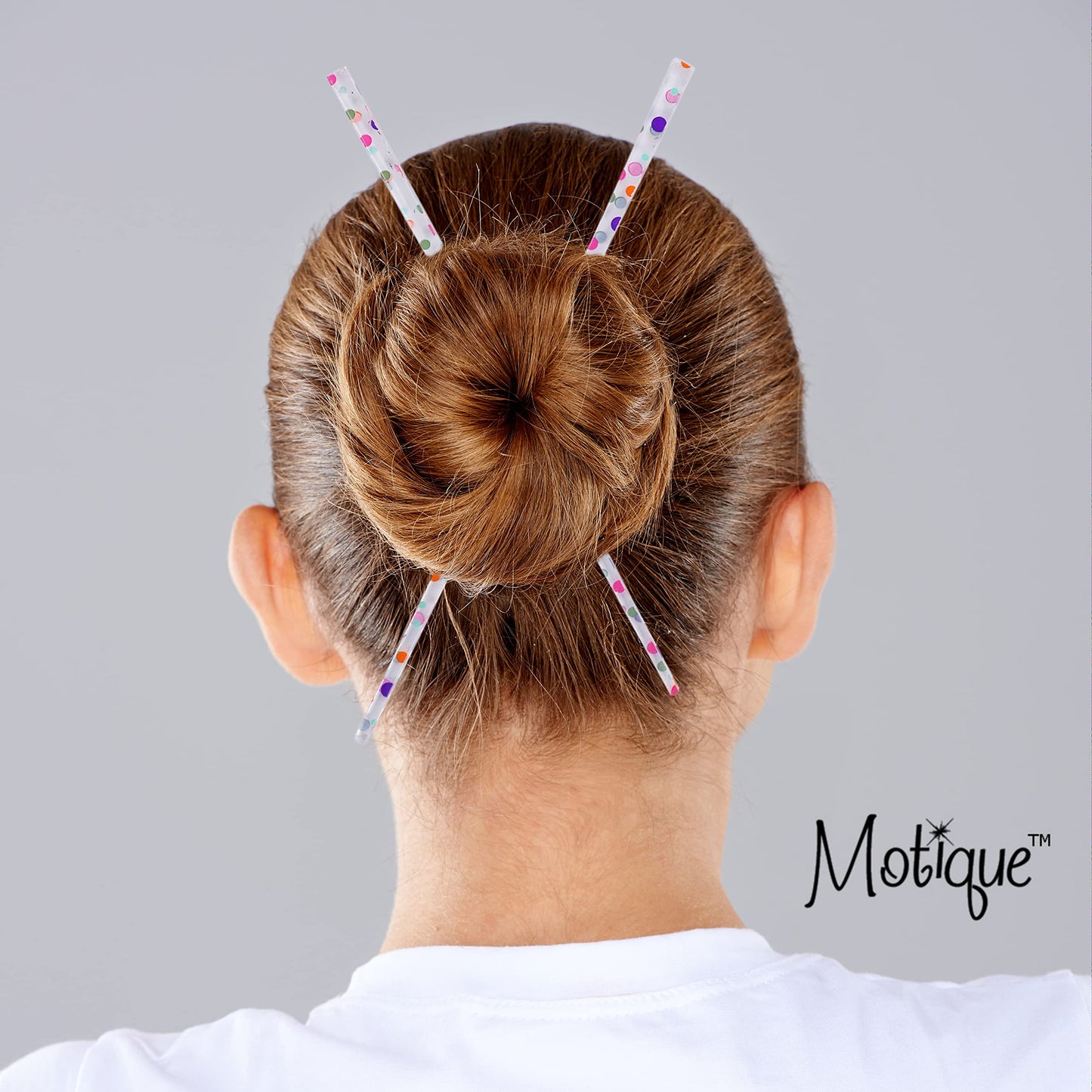 Set of Two ﻿Clear Polka Dot Hair Chopsticks for Women - Clear