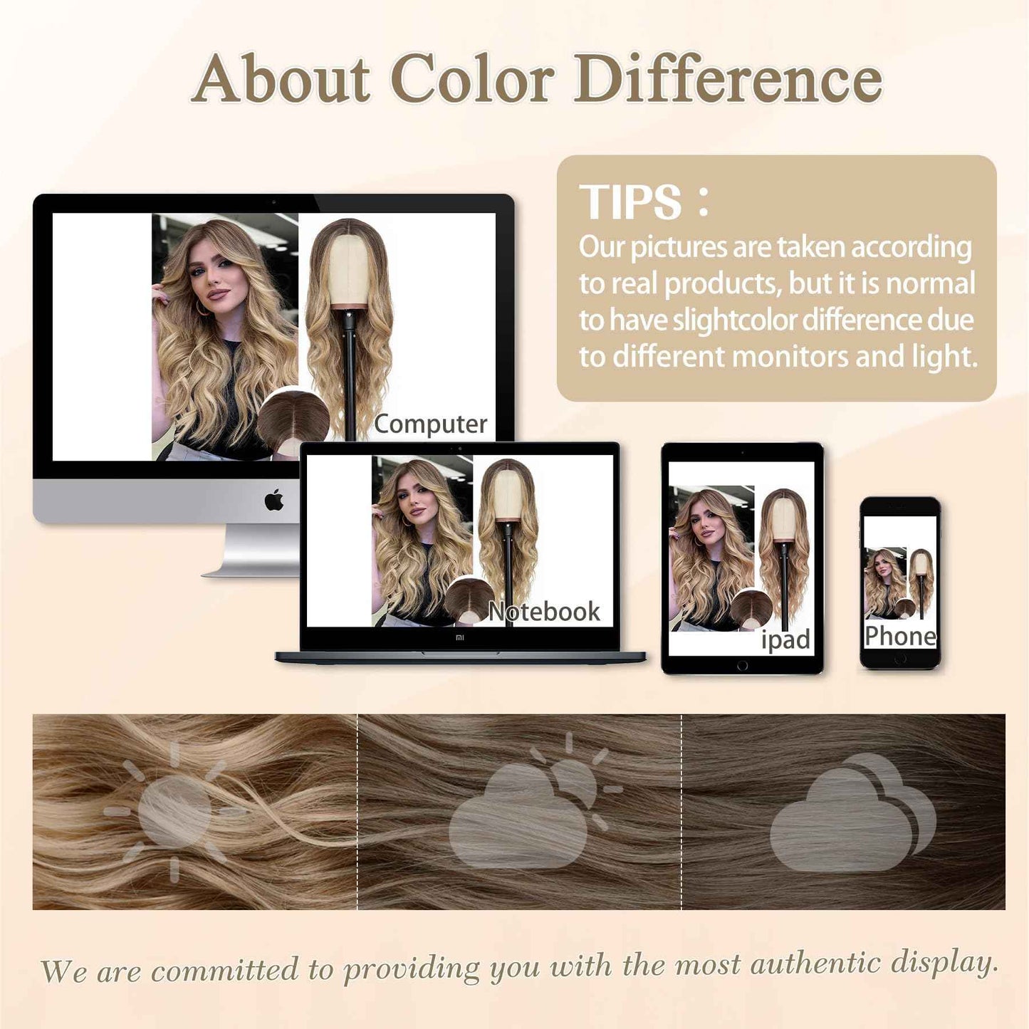 NAYOO Long Ombre Blonde Wavy Wig for Women 26 Inch Middle Part Lace Hairline Curly Wavy Wig Natural Looking Synthetic Heat Resistant Fiber for Daily Party Use