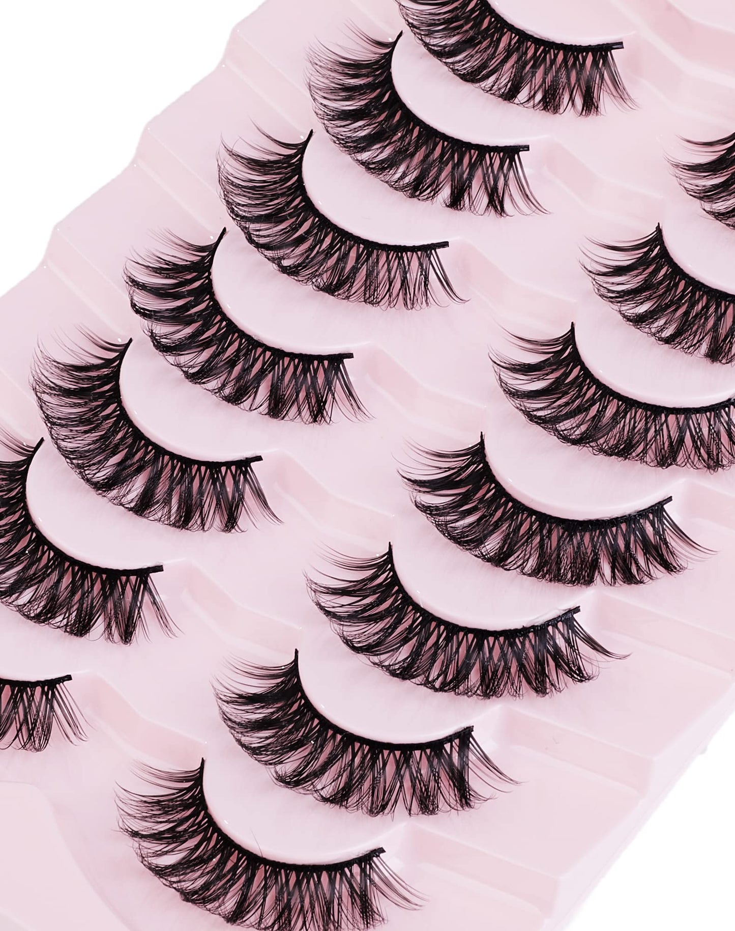 Onlyall Natural Lashes Wispy Lashes Natural Look False Eyelashes Natural Flared Eyelashes False Eye Lashes Soft Fluffy Lashes 7 Pairs WJ2