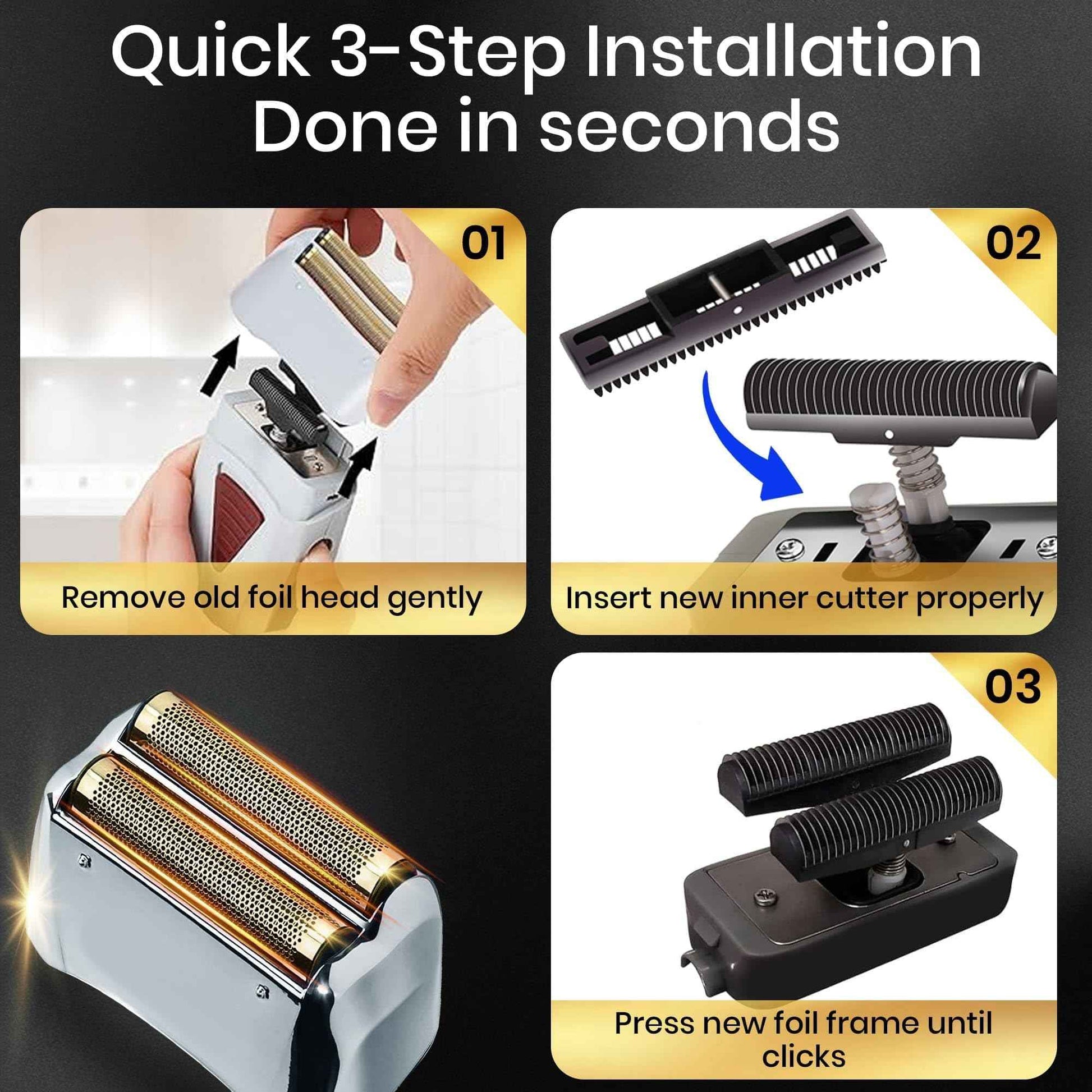 1Pcs for Shaver Foil TS-1 TS-2, ProFoil Lithium Shaver Replacement Titanium Foil Assembly and Inner Cutters Compatible with Andis Smooth Shaving Cordless Shavers, Replacement Blades and Foil