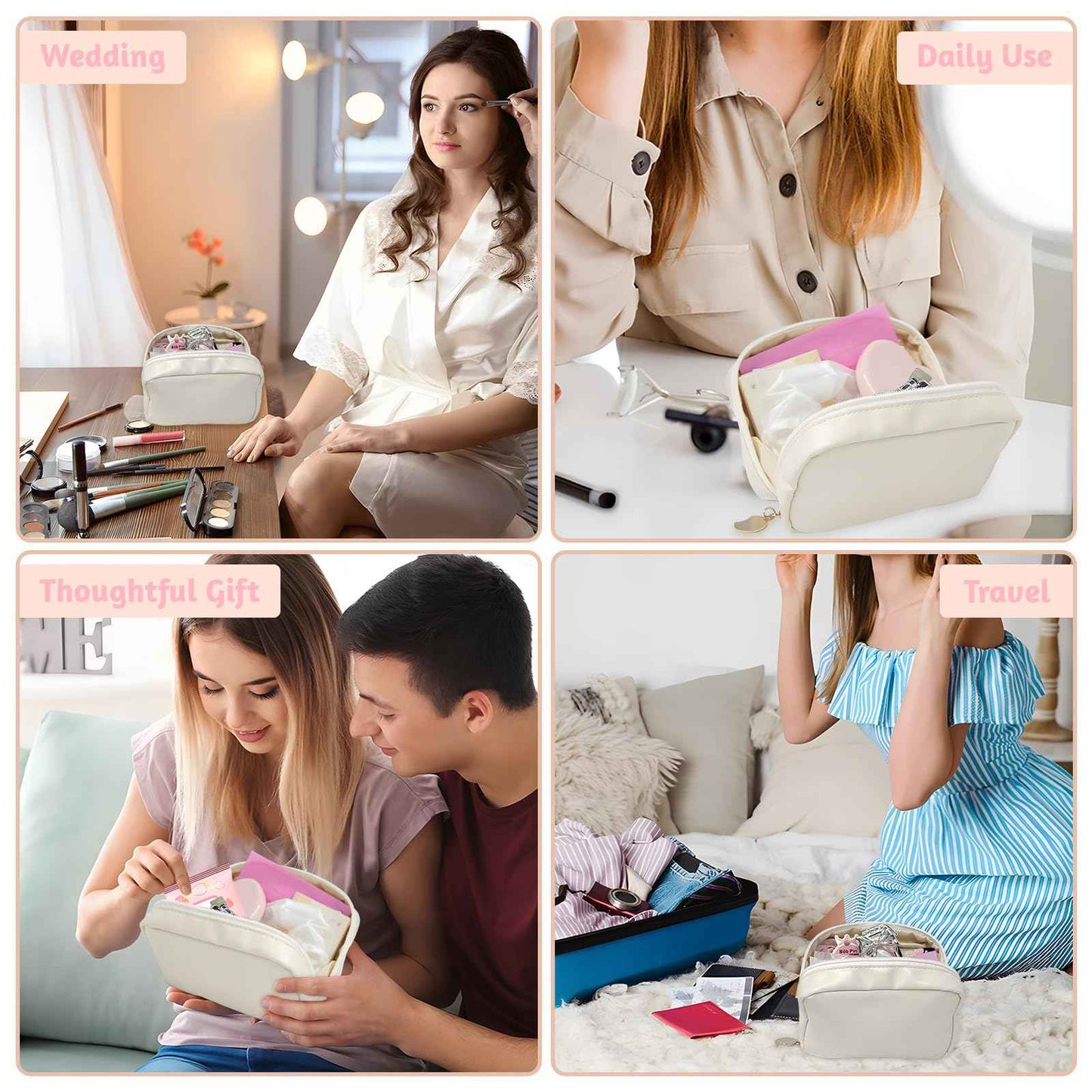 Women's Wedding Emergency Kit for Bride Wedding Survival Set with Makeup Bag, 42 Pc Wedding Daily Travel Essential Items