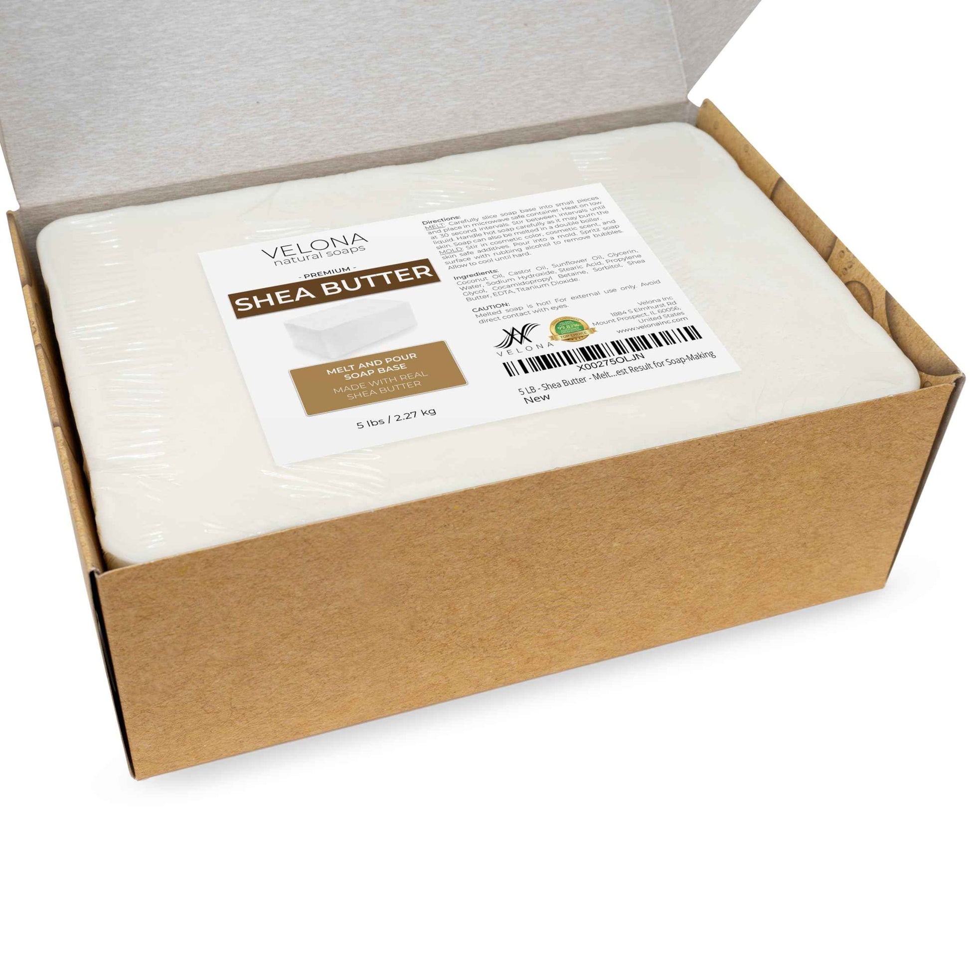 velona 5 LB - Shea Butter - Melt and Pour Soap Base SLS/SLES free | Natural Bars for The Best Result for Soap-Making