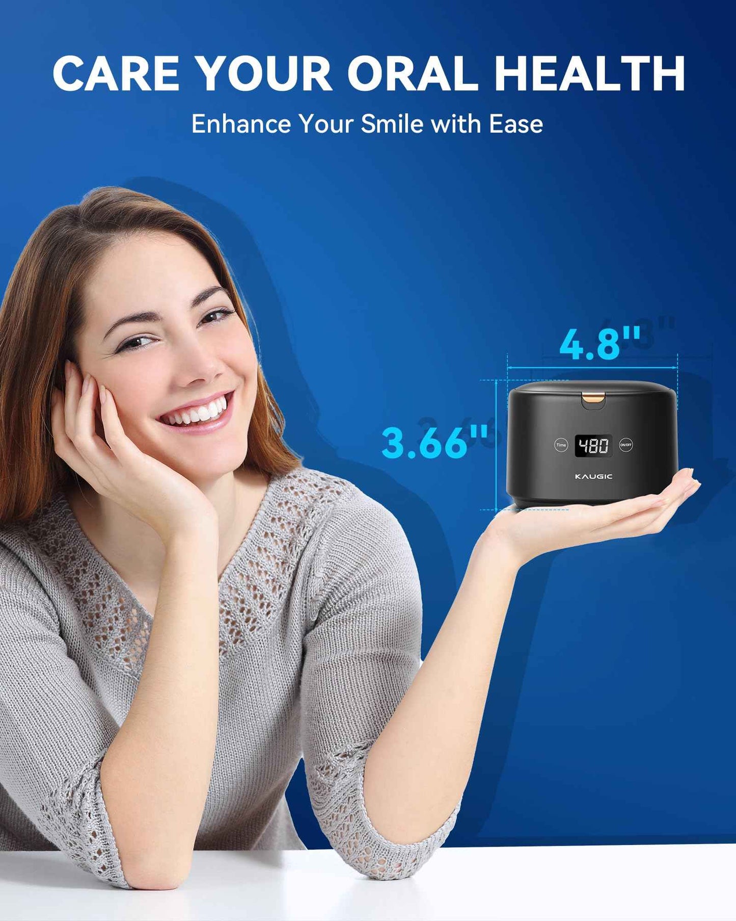 Ultrasonic Retainer Cleaner with Upgraded MCU, 30W/45kHz, 230ML Portable Ultrasonic Cleaner for Retainers, Mouth Guards, Dentures, Invisalign, Jewelry -Black