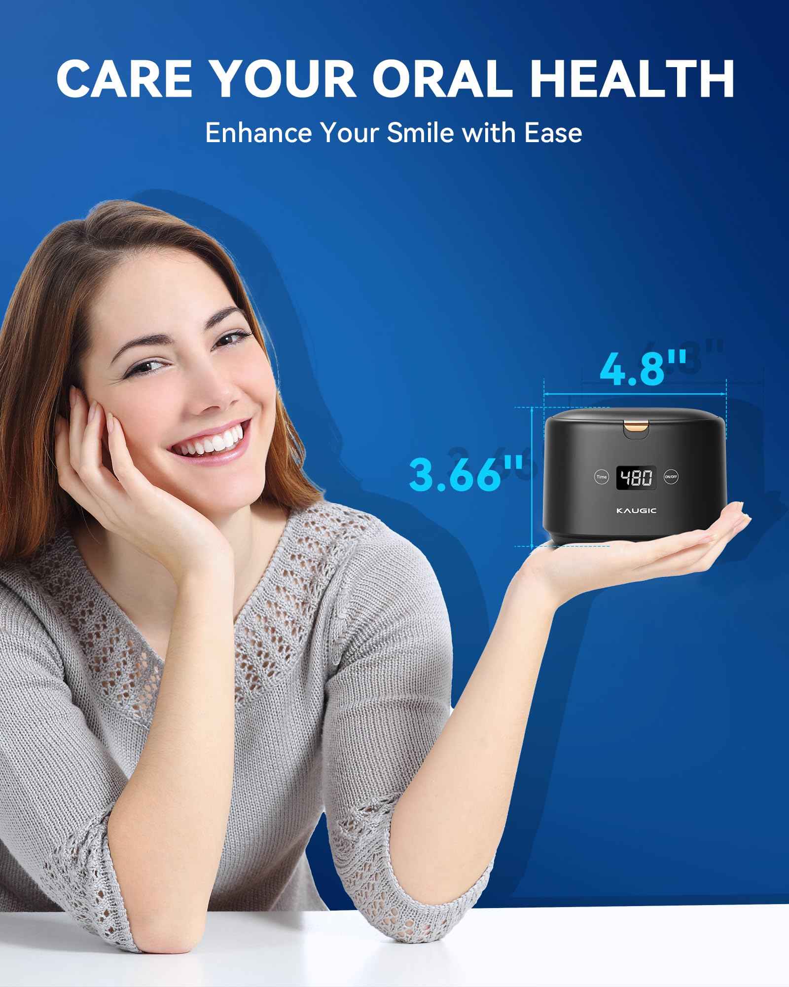 Ultrasonic Retainer Cleaner with Upgraded MCU, 30W/45kHz, 230ML Portable Ultrasonic Cleaner for Retainers, Mouth Guards, Dentures, Invisalign, Jewelry -Black