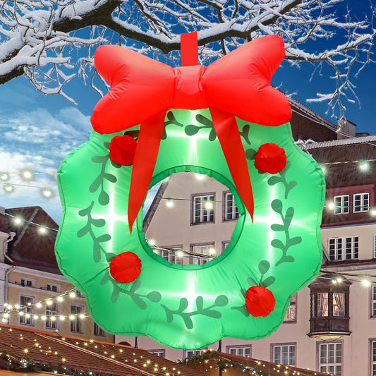 3 ft LED Lights Christmas Inflatables Decoration Blow up Yard Decorations Decor Inflatable Wreath Hanging Xmas Outdoor Decorations for Lawn Patio Garden Holiday Party Winter Decor (Bow)