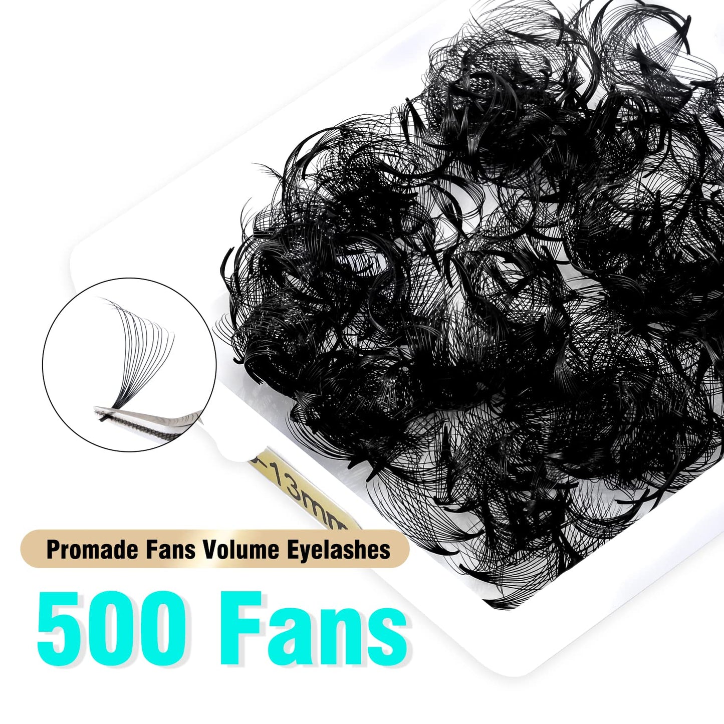 VAVALASH 500 Fans Premade Fans Eyelash Extensions 9-16mm Length Premade lash Fans 5D 6D 7D 8D 10D 12D 14D Handmade Promade Loose Fans Thin Base Premade Volume Lash Extension(12D-0.05-C-15mm)