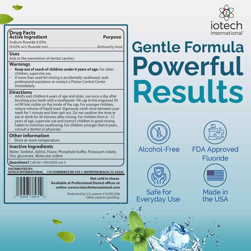 ioRinse AC Anticavity Fluoride Mouthwash - Alcohol-Free Molecular Iodine Mouth Wash Fights Tooth Decay & Protects Enamel - Safe Mint Rinse for Sensitive Mouths - Potent Bad Breath Protection