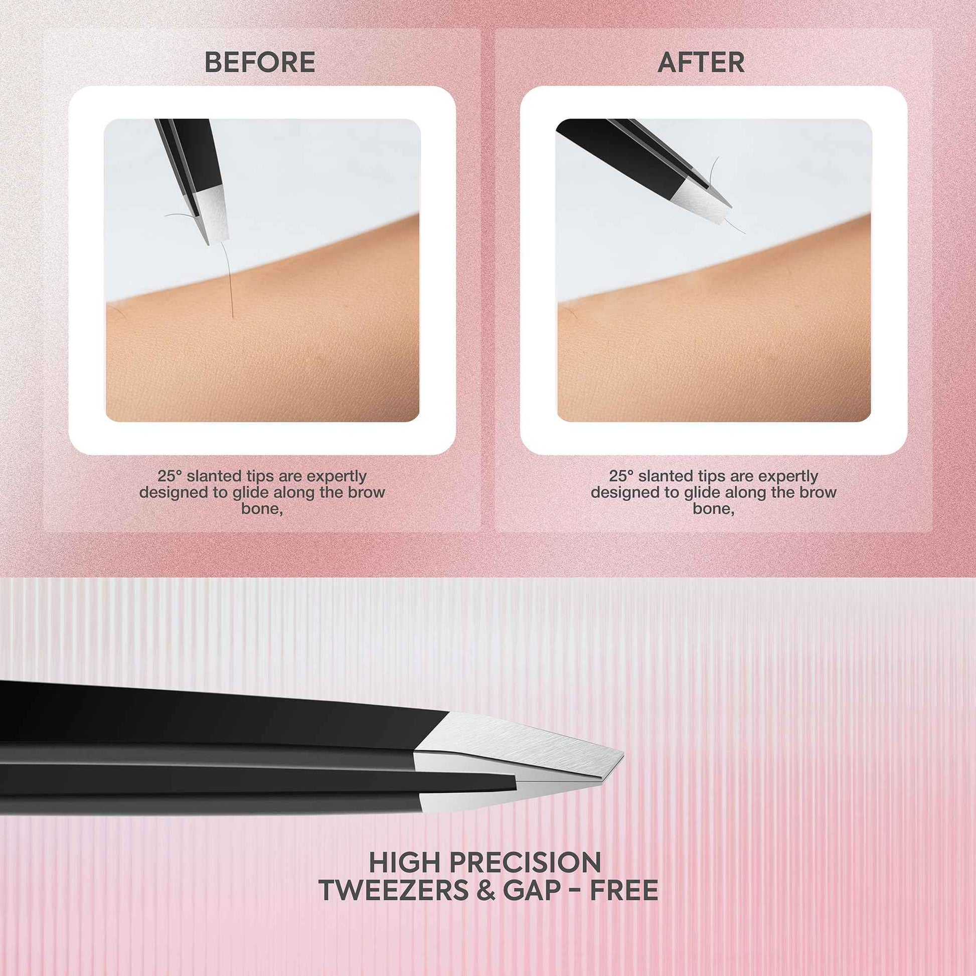 MARKHOR® Black Majesty, Professional Pointed and Slant Tweezers for Eyebrows, Tweezers for Women Facial Hair, Splinter and Ingrown Hair Removal Tweezers, Stainless Steel Precision Eyebrow Tweezers Set