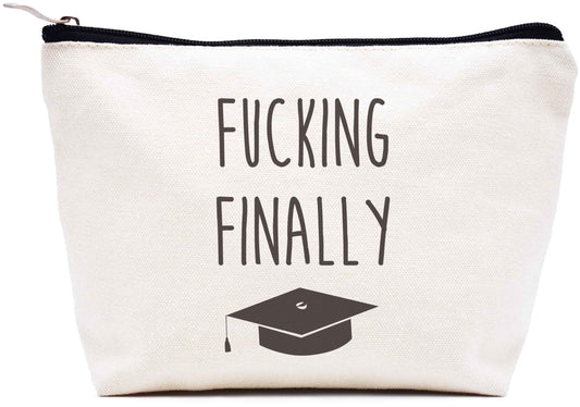 LIBIHUA Finally Graduation Gifts Funny Graduate Congratulation Gifts for Her Bachelors Masters Degree Present Phd Graduation Present Makeup Bag Cosmetic Bag Travel Pouch