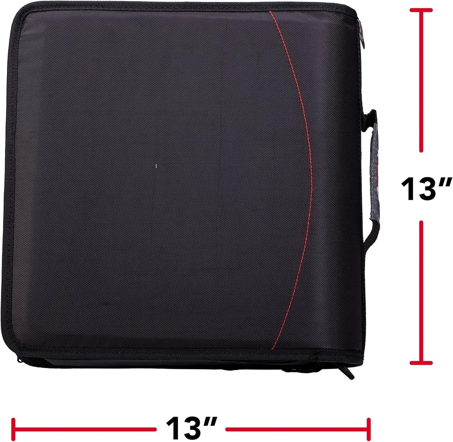 Case-it The Mighty Zip Tab Zipper Binder - 3 Inch O-Rings - 5 Color Tab Expanding File Folder - Multiple Pockets - 600 Sheet Capacity - Comes with Shoulder Strap - Jet Black D-156-N-C