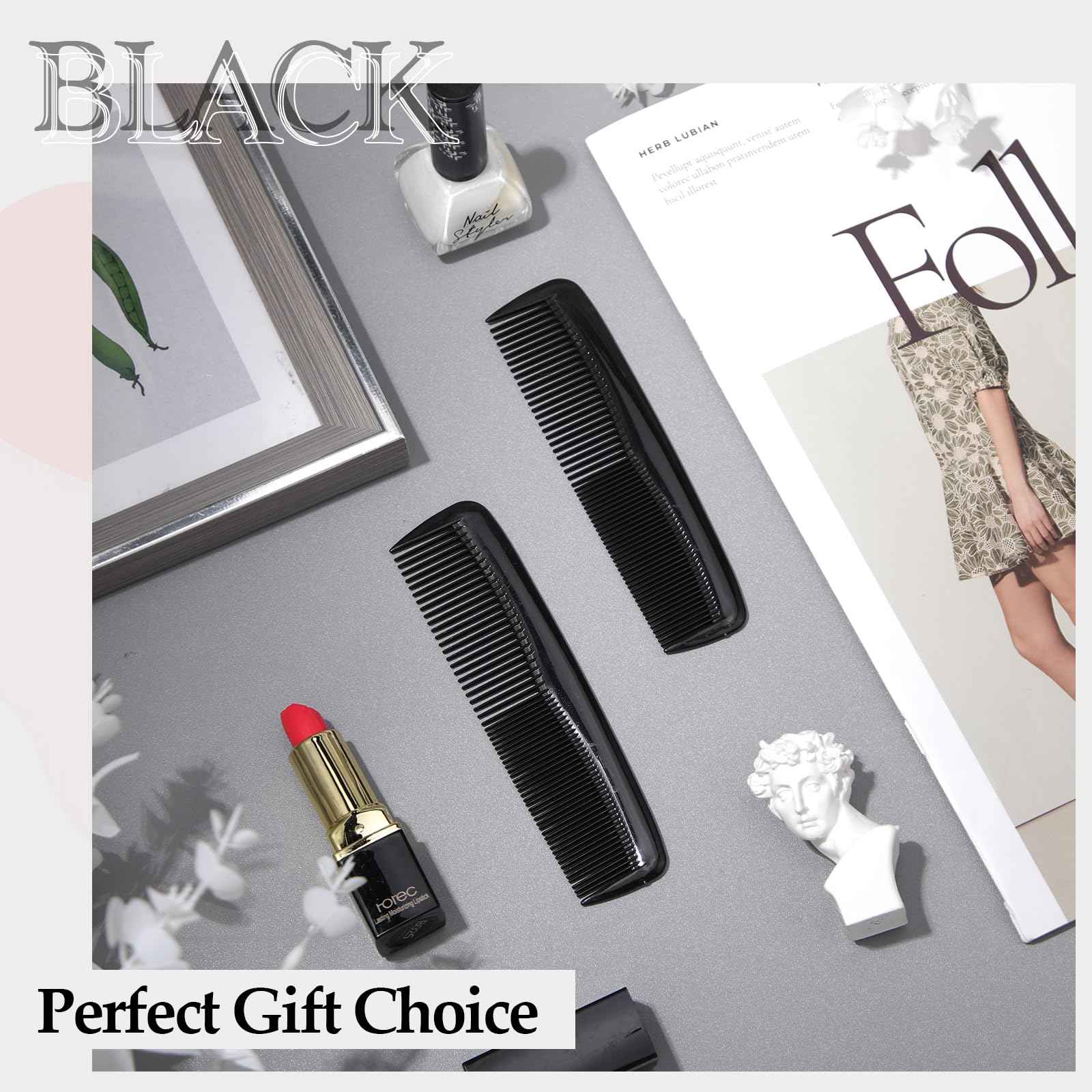 Zopeal 400 Pieces Hair Comb Bulk 5 Inch Mini Small Plastic Black Combs for Hair Cutting Pocket Styling for Women Men,Travel, Hotel, Homeless, Nursing Home, Charity