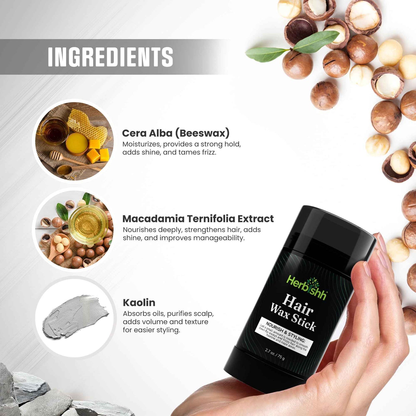 Herbishh Hair Color Shampoo (Black) - 400 mL + Hair Wax Stick