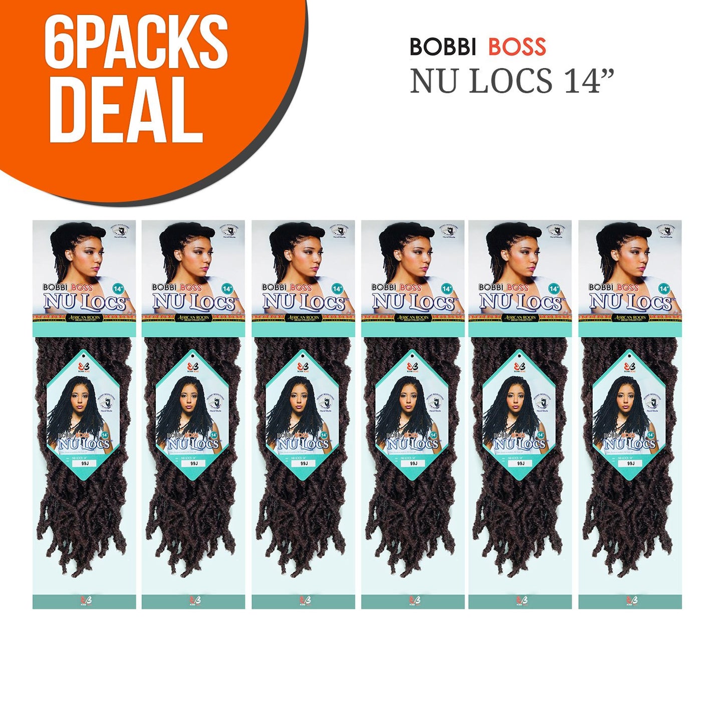 Bobbi Boss Synthetic Hair Crochet Braids African Roots Braid Collection Nu Locs 14" (6-PACK, M1B/30)