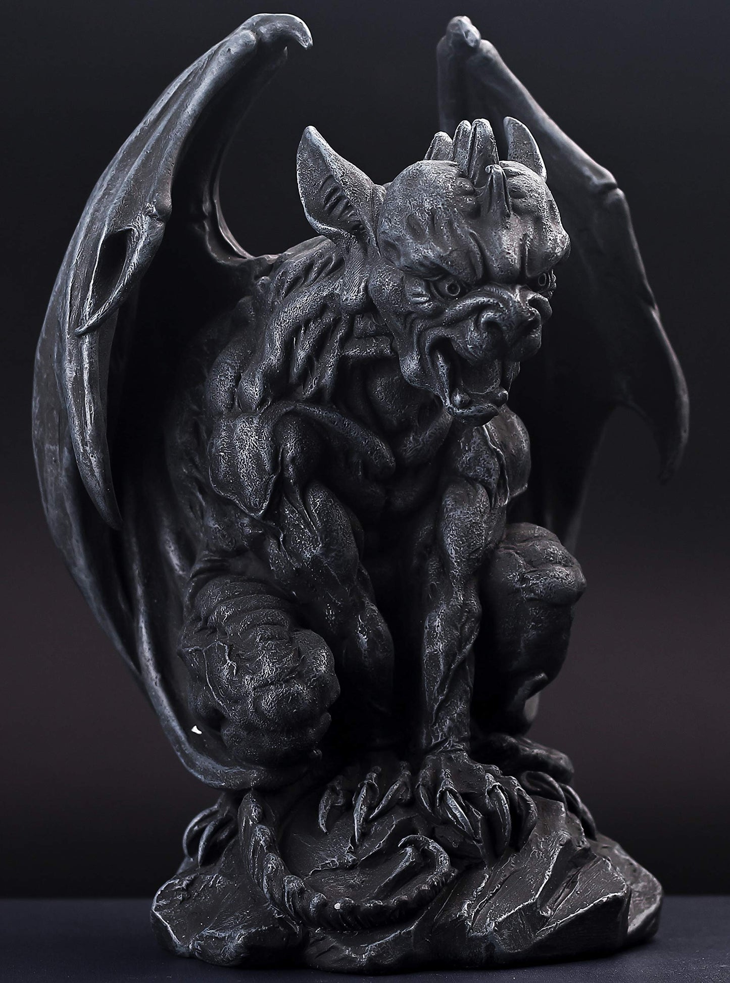 JORAE Winged Gargoyle Statue Indoor Outdoor Home Decor Sitting Guardian Sculpture Halloween Figurines, 9 in, Polyresin