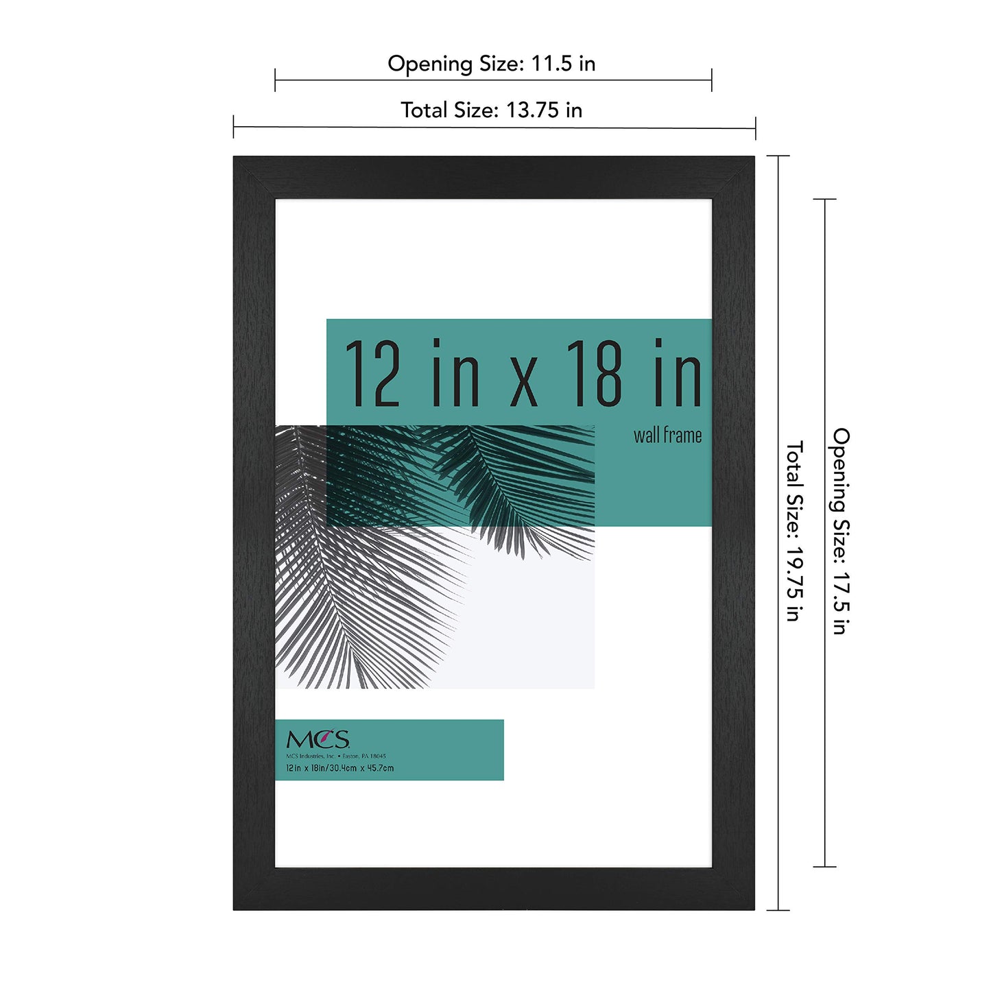 MCS Studio Gallery 12x18 Picture Frame Black Woodgrain, Rectangle Photo Frame for Photos, Posters & Art Prints (1-Pack)