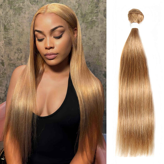 ijoy Straight Honey Blonde Bundles 95g Human Hair Bundle Dirty Blonde Brazilian Virgin Hair Weave 1 Bundle for Chic Boho 16 Inch