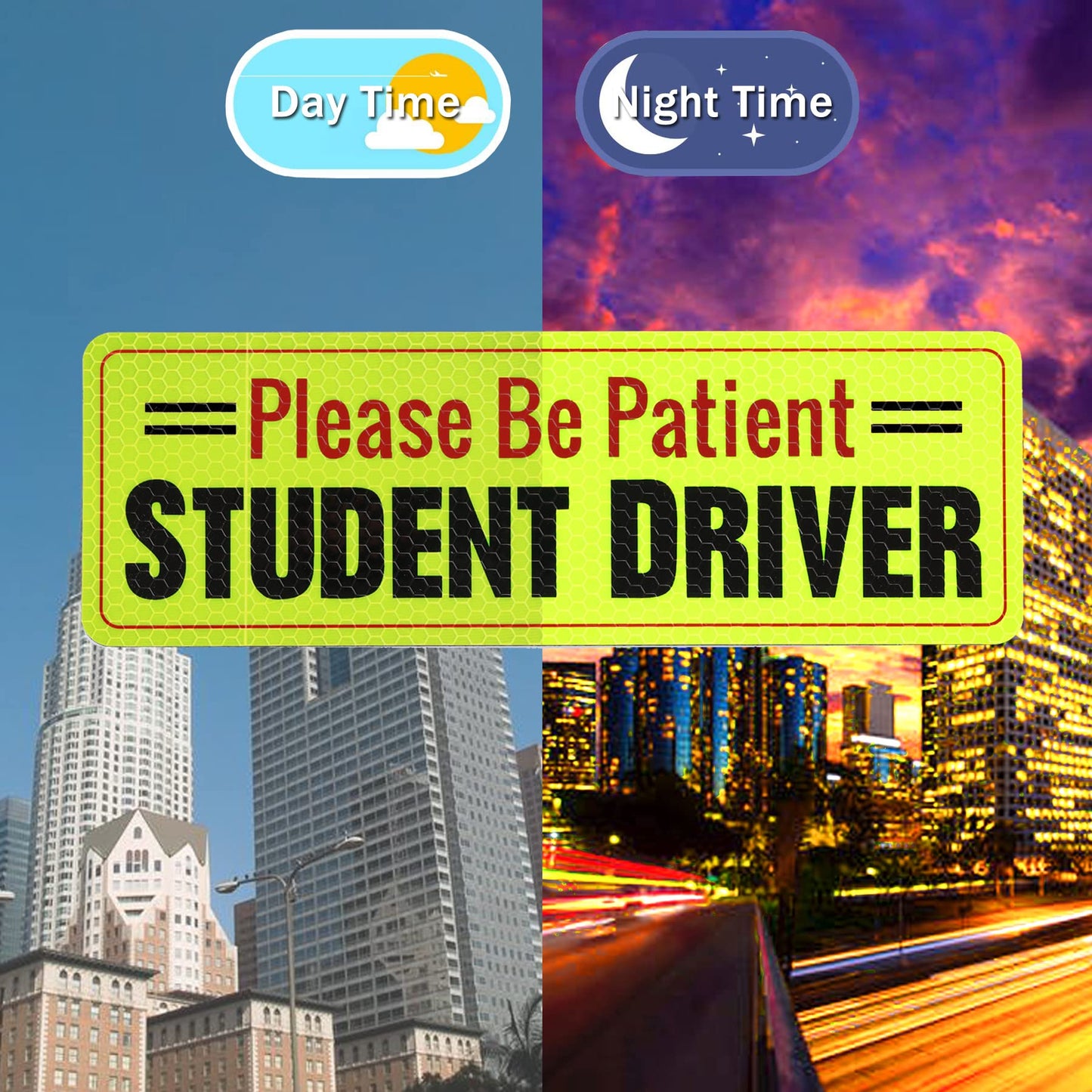 SINGARO Student Driver Magnet for Car,Please Be Patient Student Driver,Magnetic Student Driver Sign,3Pcs Reflective Novice Driver Sticker,New Driver Decal for Car Removable Exterior Accessories