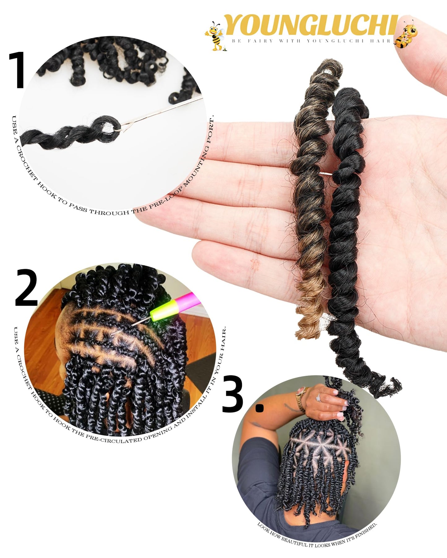 6 Inch 8 Packs Passion Twist Crochet Hair For Black Women and Kids,Mixed Colors Combo Pack,Pre Looped Pretwisted -Extensions Braided by Synthetic Spring Kinky Twist Crochet Hair (1B+T1B/27)