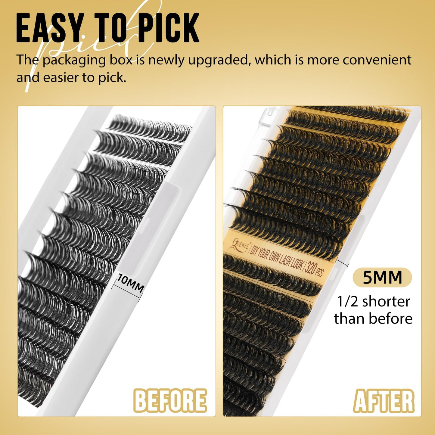 QUEWEL Lash Clusters 320Pcs Cluster Lashes 35D+45D D Curl Lash Clusters Mix12-18mm Individual Eyelashes Clusters Wispy DIY Eyelash Extension Thin Band Soft to Use at Home (35D+45D D Mix12-18)