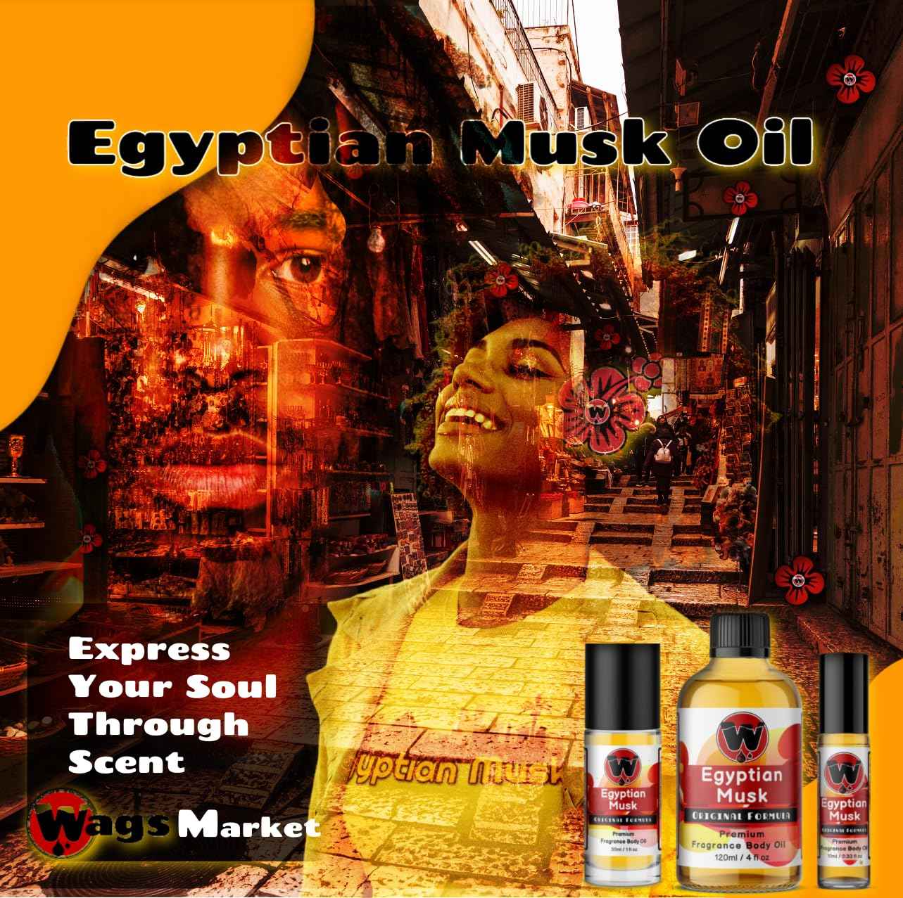 WagsMarket Egyptian Musk Oil, Choose from Roll On to 1oz - 4oz Glass Bottle, (4oz Glass Bottle)