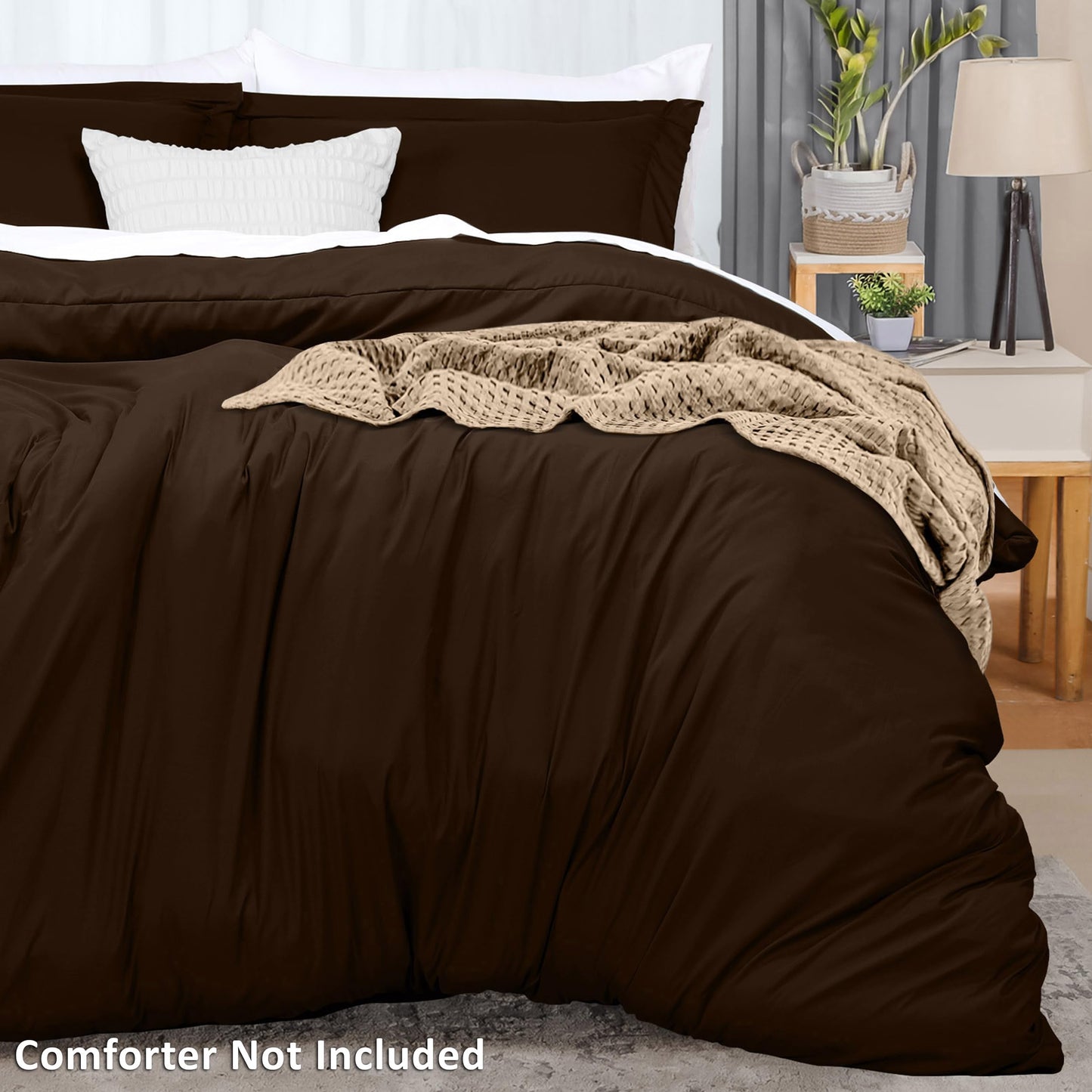 Utopia Bedding Duvet Cover Queen Size - 1 Duvet Cover with 2 Pillow Shams - 3 Pieces Bedding Duvet Cover with Zipper Closure - Soft Brushed Microfiber, 90 X 90 Inches (Pack of 10, Queen Brown)