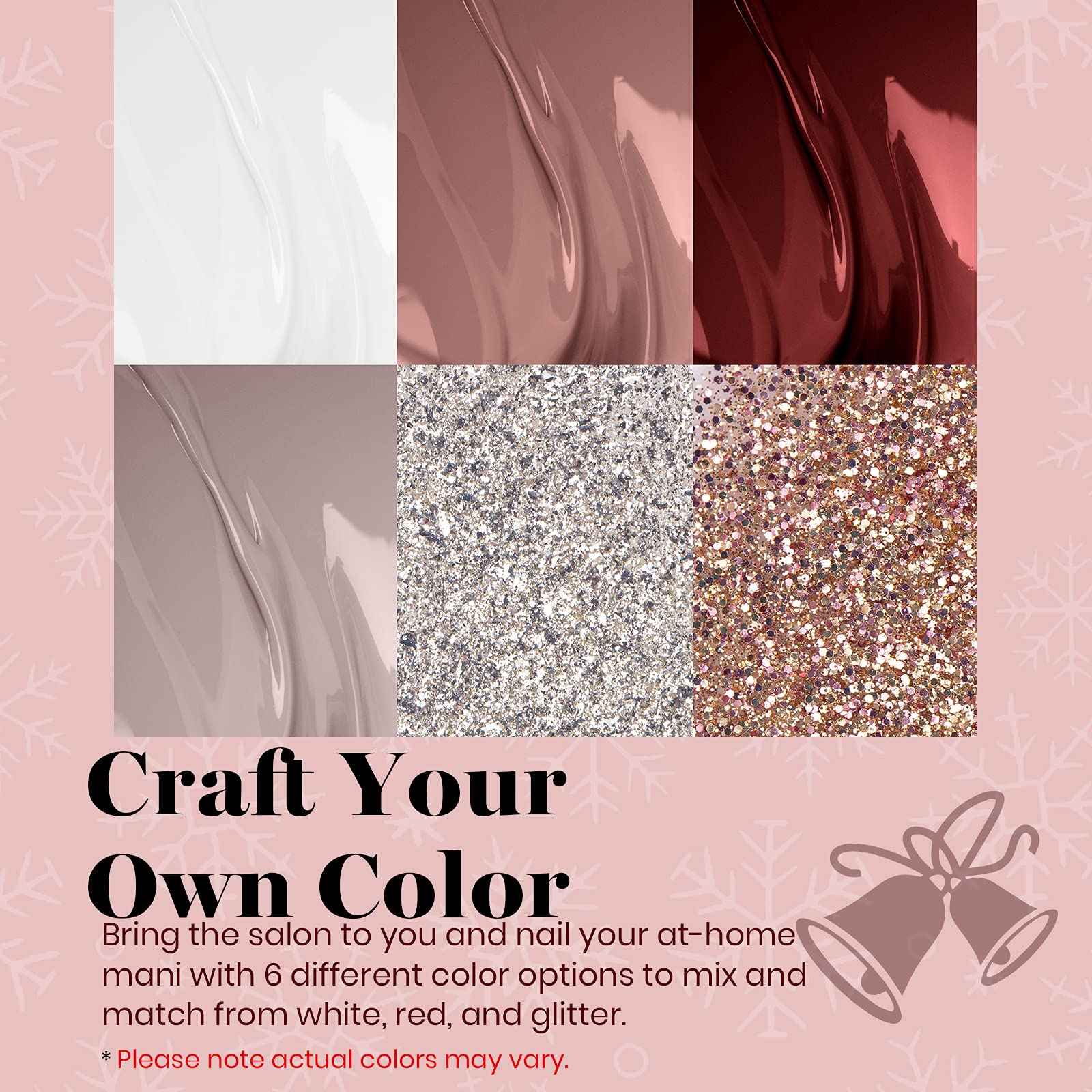 Beetles Holiday Gel Nail Polish Set - 6 Colors,and 3 Pcs 15ml No Wipe Gel Top Coat, Base Coat Set