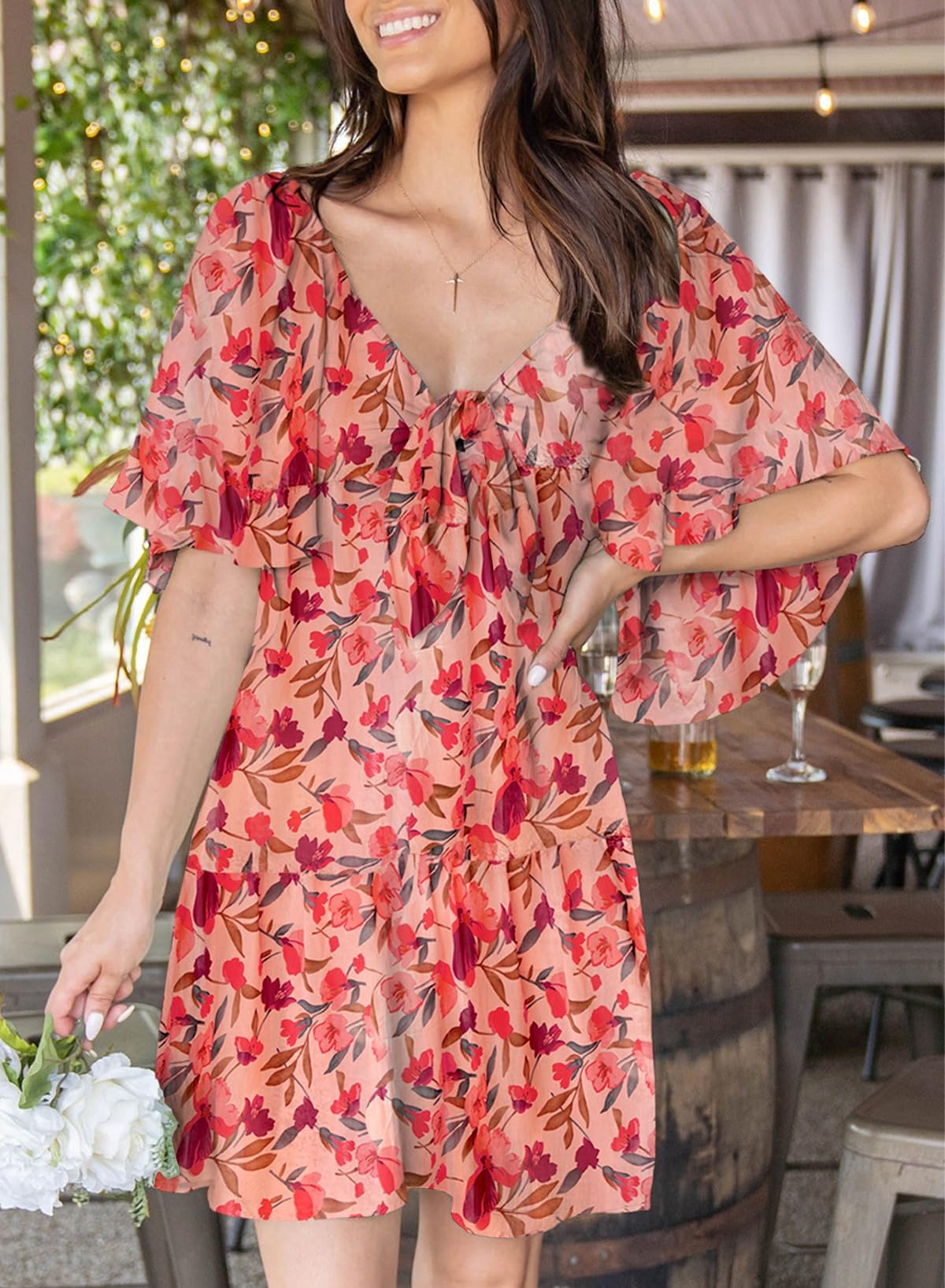 Dokotoo Boho Dresses for Women 2024 Boho Dress Floral Dress for Women Spring Sundresses Vacation Beach Outfits for Women Resort Wear Womens Clothes Clothing Sun Fashion