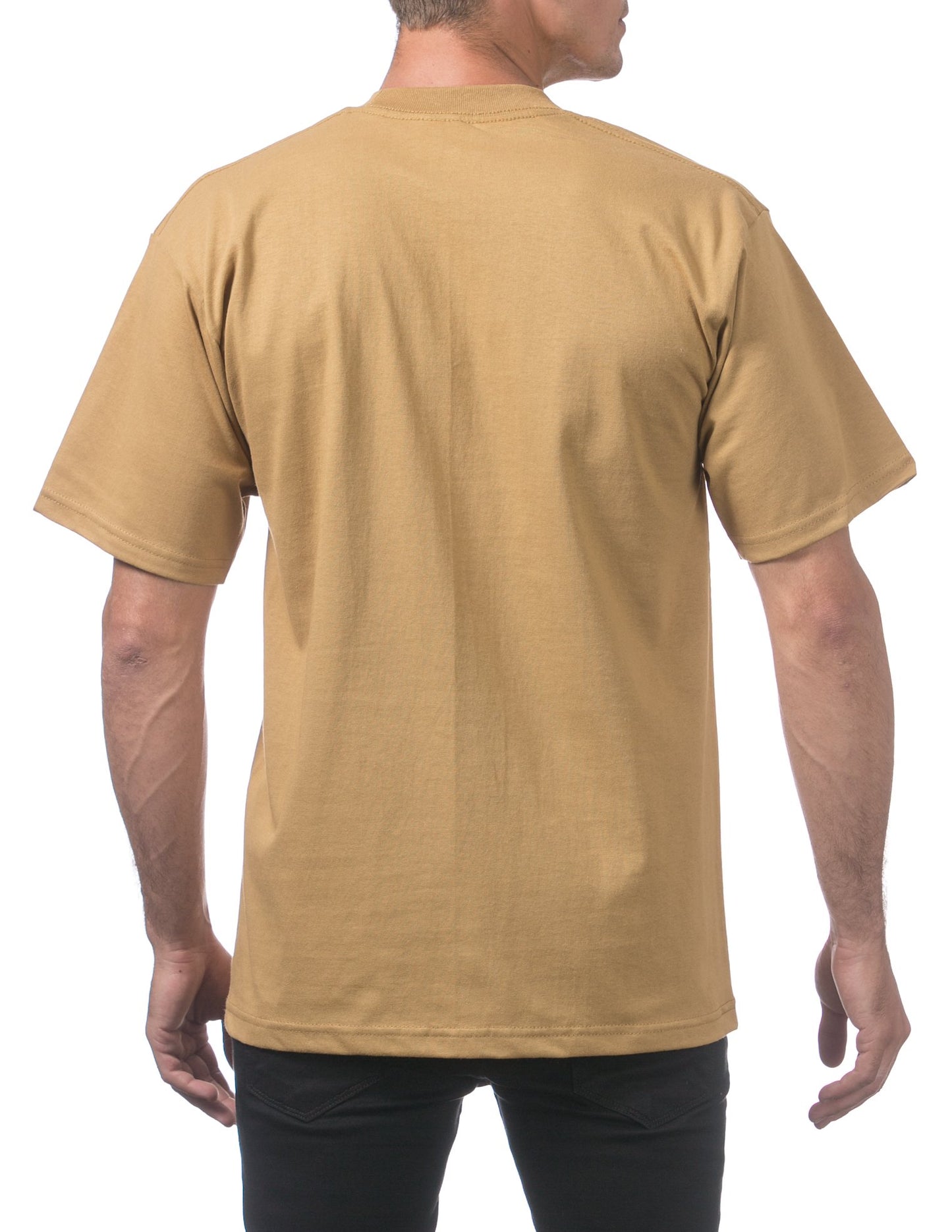 Pro Club Men's Heavyweight Cotton Short Sleeve Crew Neck T-Shirt, Mustard, Small