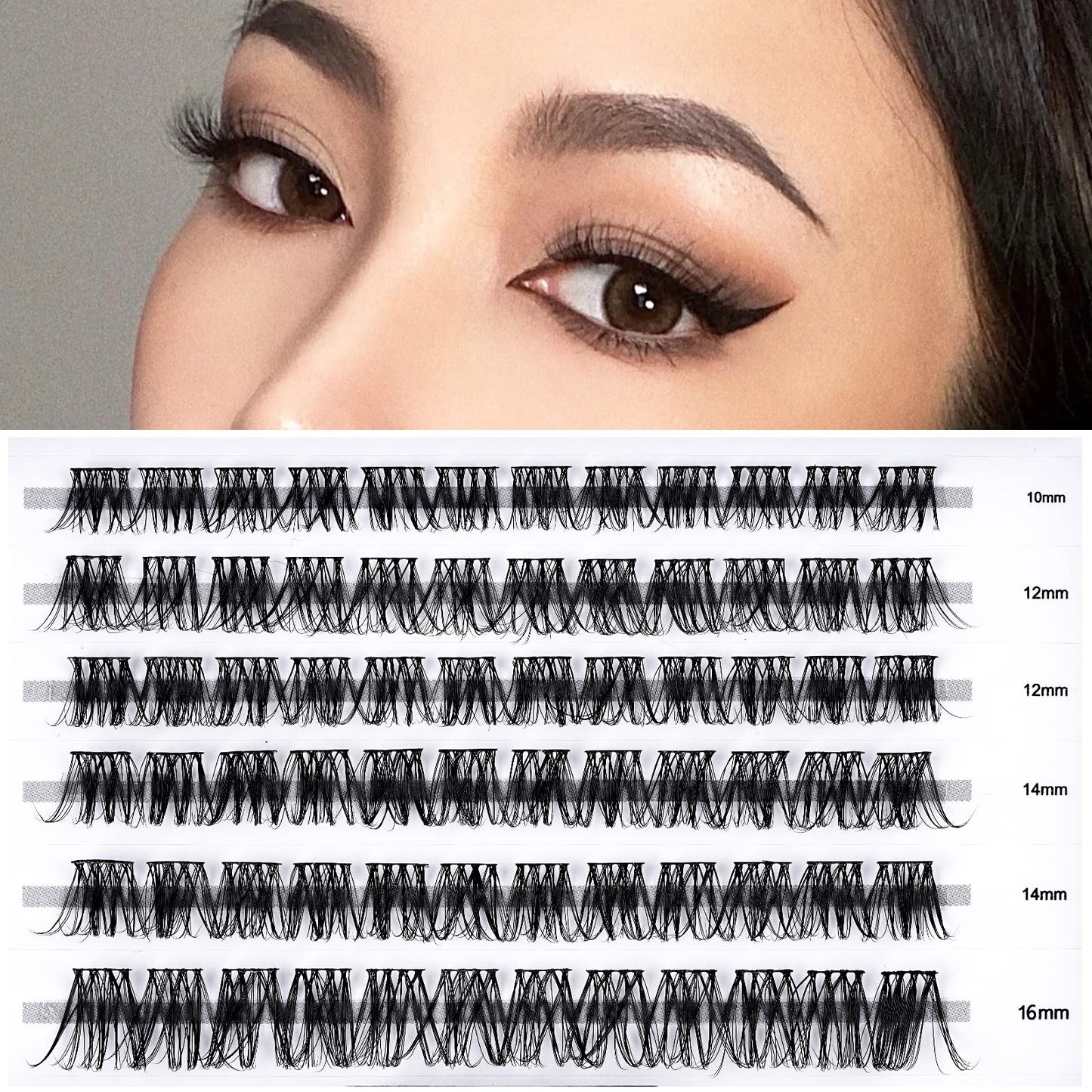 LANKIZ D Curl Lash Clusters, Individual Lashes Extension, 72pcs DIY Lash Extensions, 12mm Wispy Clusters Soft & Natural Eyelashes, DIY Eyelash Extension at Home