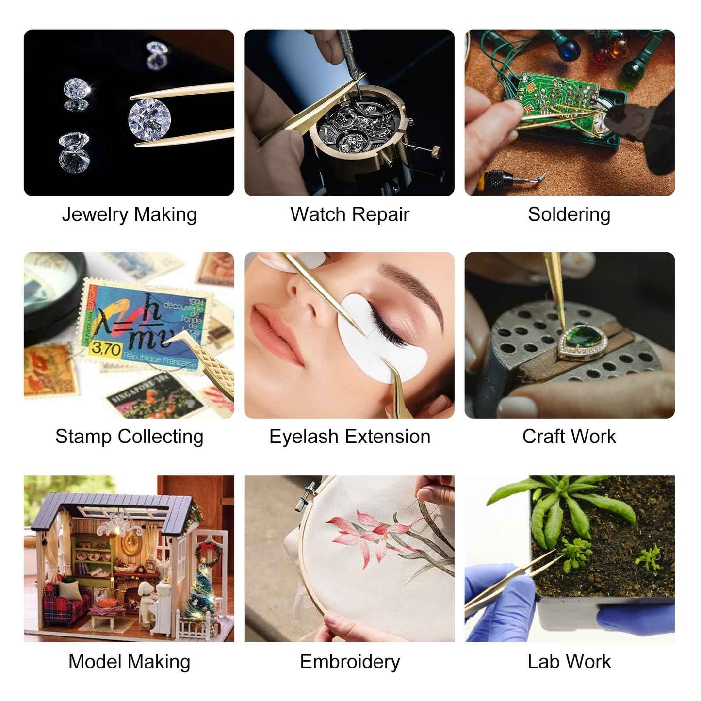 NAGARAKU 5 PCS Tweezers for Eyelash Extensions Straight and Curved Precision Professional Tweezer for Lash Extensions Volume Easy Fanning lash Precise Point with Storage Case Bag