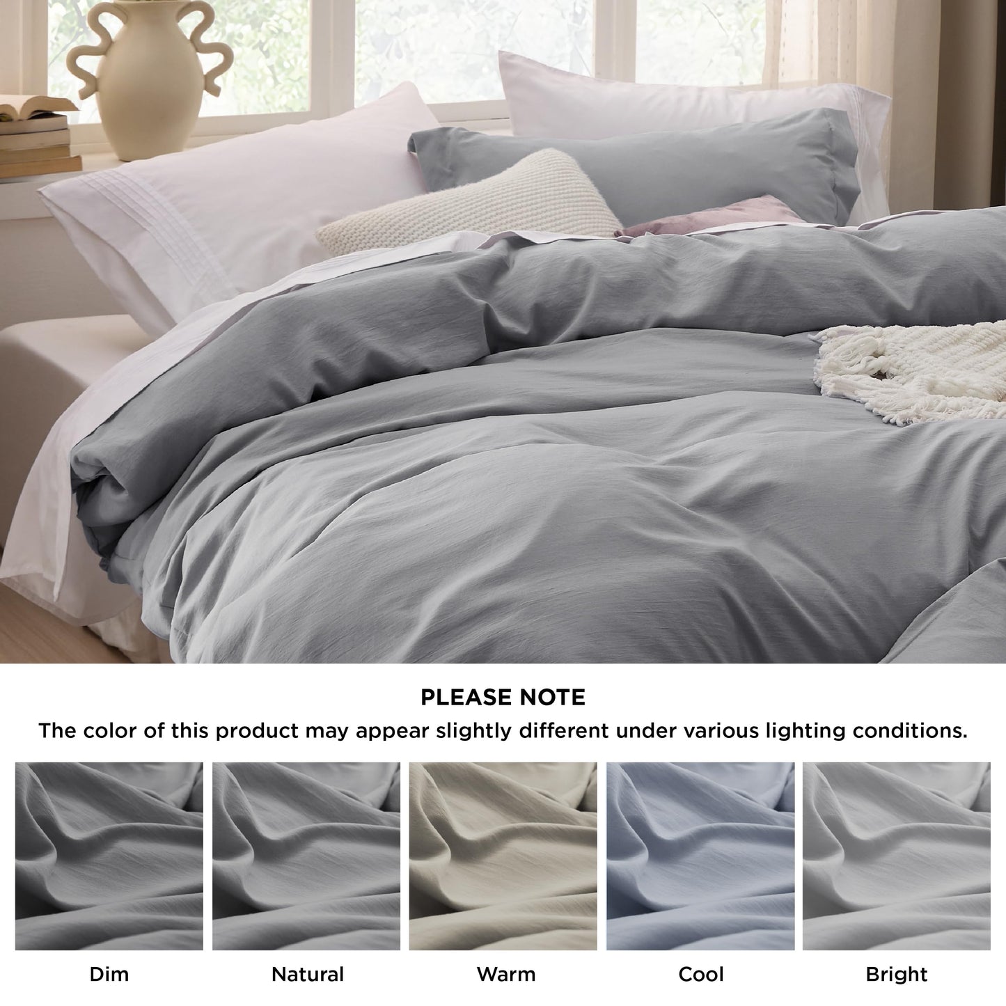 Bedsure Grey Twin Duvet Cover Set - Soft Prewashed Duvet Cover Twin Size, 2 Pieces, 1 Duvet Cover 68x90 Inches with Zipper Closure and 1 Pillow Sham, Comforter Not Included