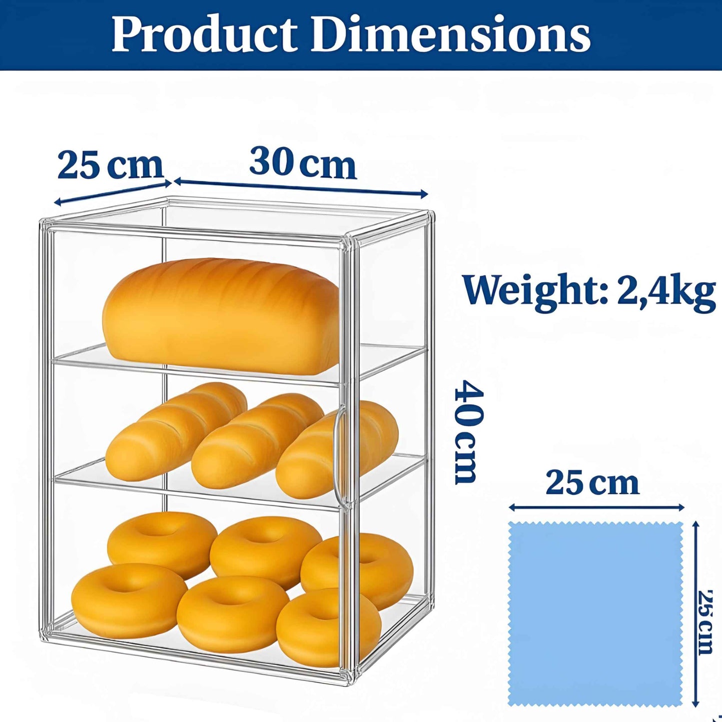 OFRIN 2 Pack Acrylic Display Case with Cleaning Cloth, Magnetic Door & 4 Adjustable Dividers, 3 Tier Display Cases, Stackable Clear Organizers, Acrylic Box, Display Cases