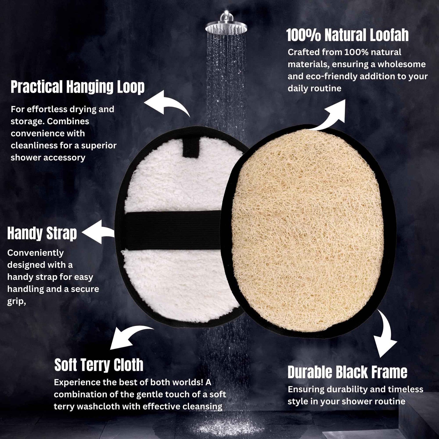 4 Natural Loofah Pads for him and her. Eco-Friendly Exfoliating Body Scrubbers, Durable & Gentle Terry Towel Cloth pad for Manly Skin Care - Lufas, Luffa, Loufas Sponges