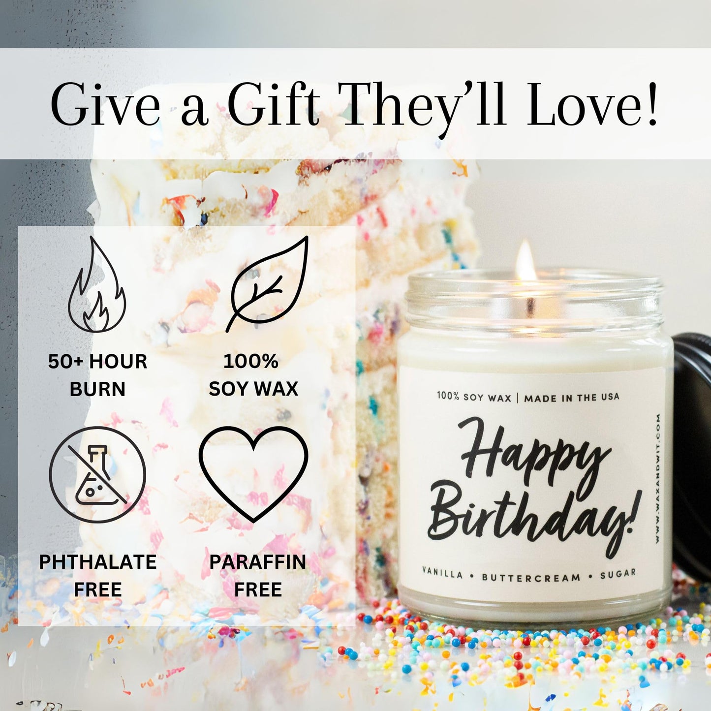 Birthday Gifts for Women, Happy Birthday Candles for Women, Best Friend Gifts for Women, Mom Birthday Gifts, Happy Birthday Gifts for Women, Birthday Gifts for Her – 9oz, Buttercream Vanilla, Soy Wax