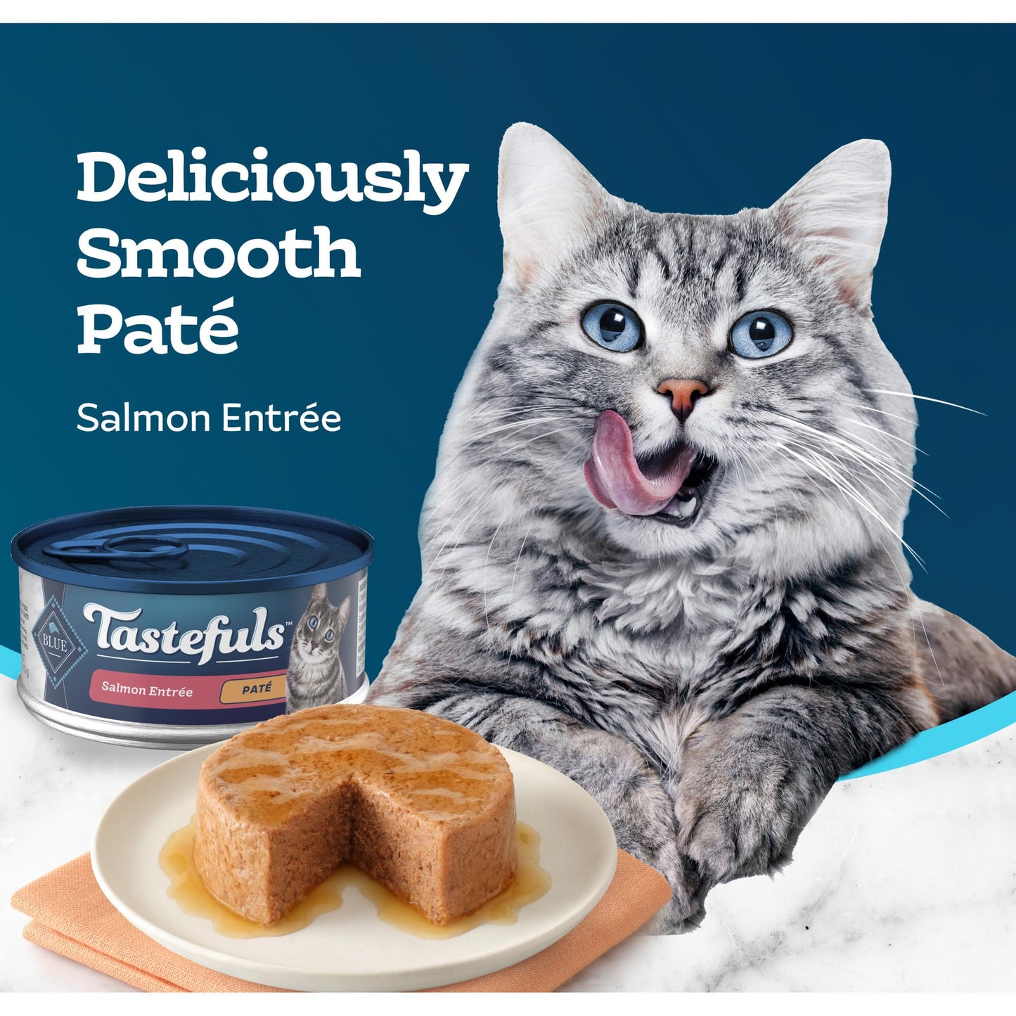 Blue Buffalo Tastefuls Wet Cat Food Paté, Made with Natural Ingredients | Salmon Entrée, 5.5-oz. Cans (24 Count)