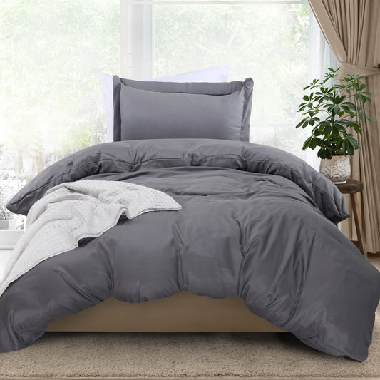 Utopia Bedding Duvet Cover Twin Size - 1 Duvet Cover with 1 Pillow Sham - 2 Pieces Bedding Duvet Cover with Zipper Closure - Soft Brushed Microfiber, 68 X 90 Inches (Twin/Twin XL, Grey)