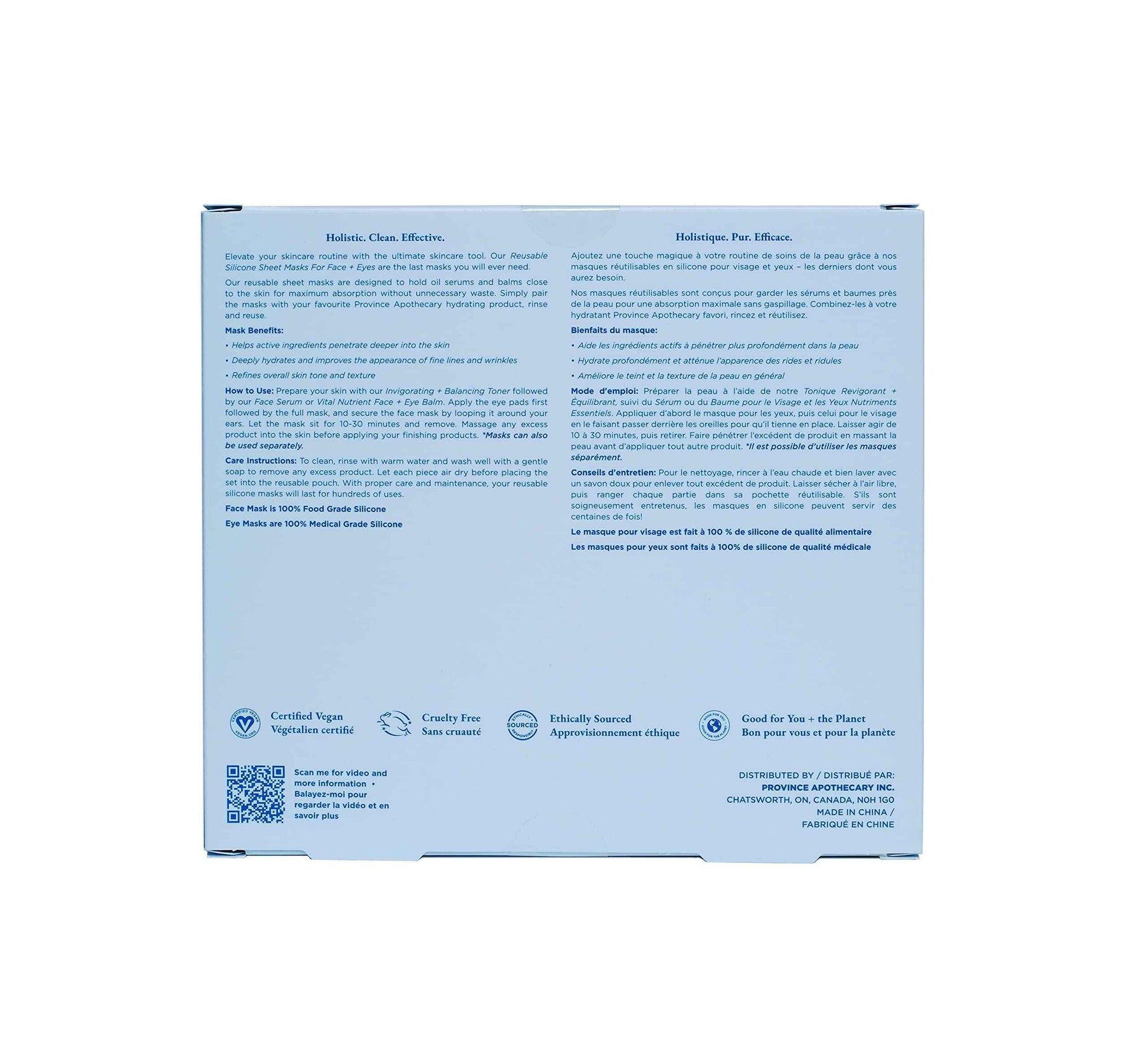 Province Apothecary Women's Reusable Silicone Sheet Mask Set, One Size