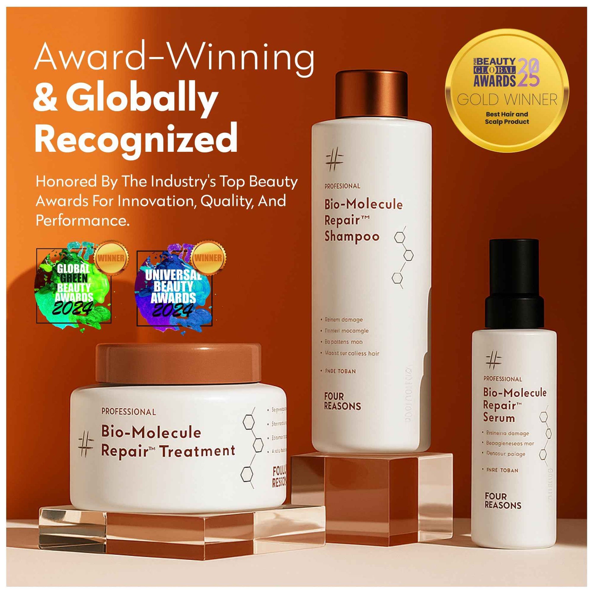 FOUR REASONS Bio-Molecule Bond Repair Shampoo for Color Treated Hair – Moisturizing, Strengthening & Anti Frizz Shampoo for Damaged Hair – Sulfate Free, Vegan & Cruelty Free, 10.1 Fl Oz