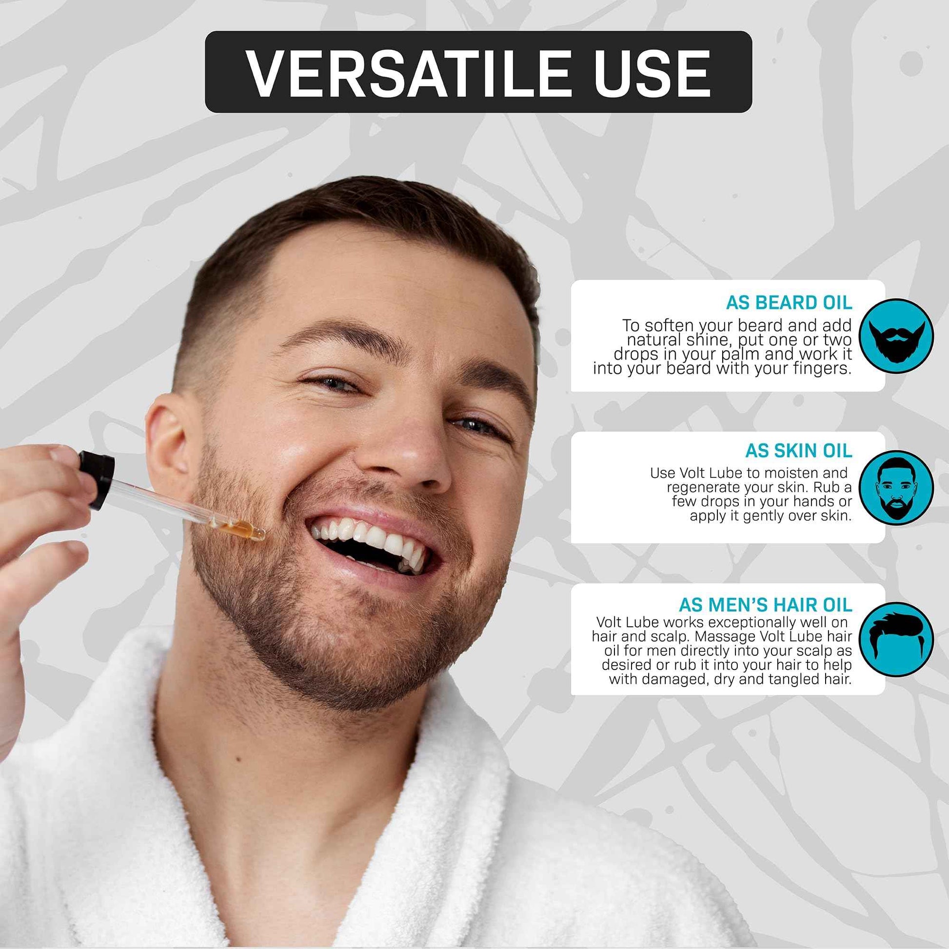 VOLT Lube Beard Oil - Natural Vegan Formula with Jojoba & Argan Oil, 1 Oz (30ml) Glass Bottle, Drift Scent