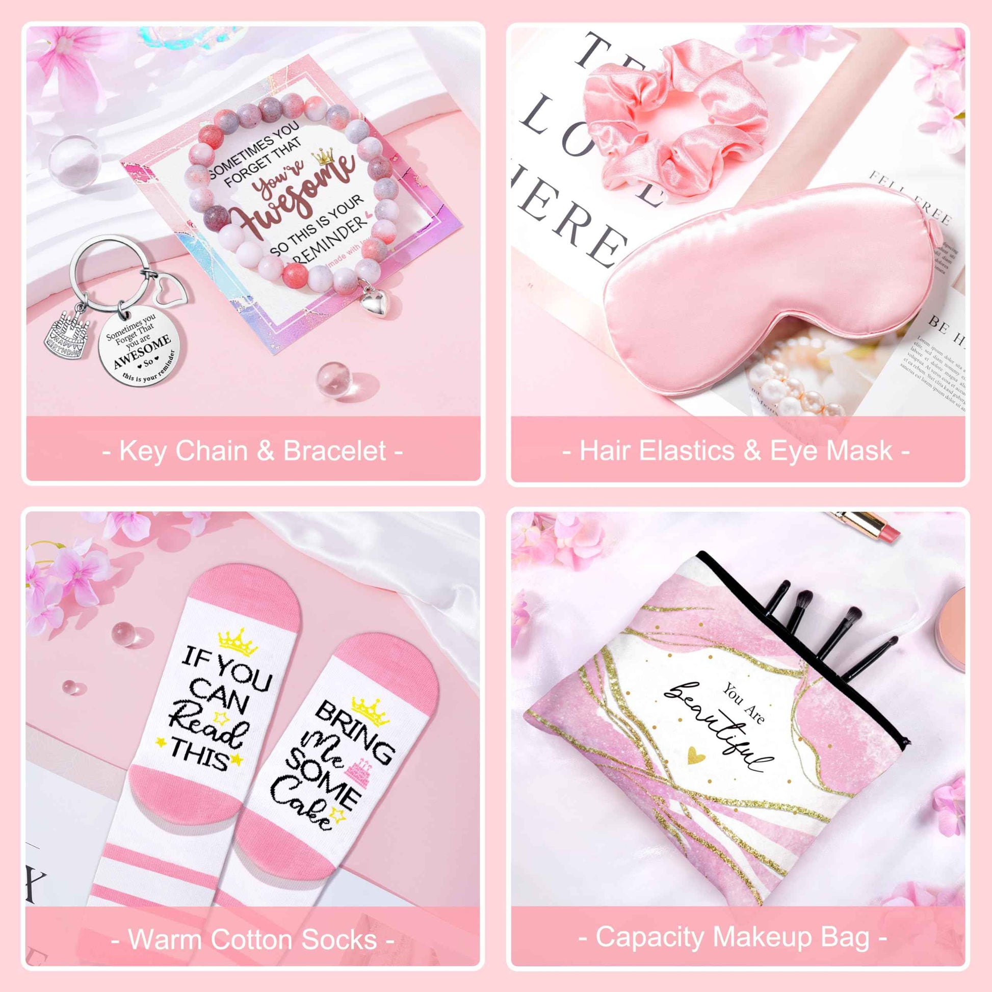 Birthday Gifts for Women, Happy Birthday Gifts Basket for Women Self Care Gift Get Well Soon Gifts, Rose Relaxing Spa Gift Basket with Beach Towel, Woman Birthday Gift for Sister Coworker Her Bestie