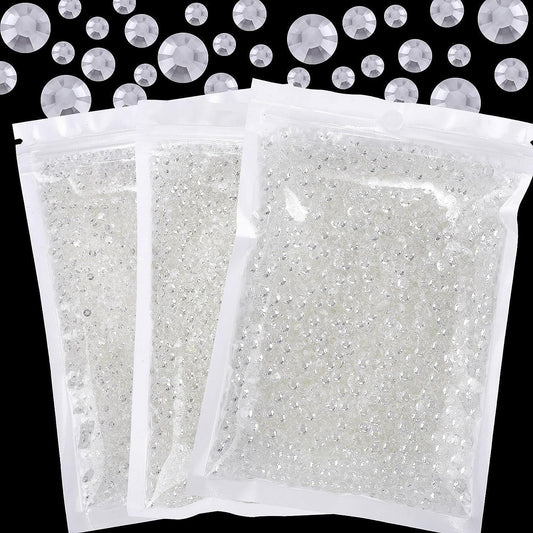 Duflash 25000 Pcs Transparent Resin Flatback Rhinestone, 3 mm 4 mm 5 mm Resin Non Hotfix Rhinestones for Crafts DIY Design, Tumblers, Clothes, Makeup, Nail Art