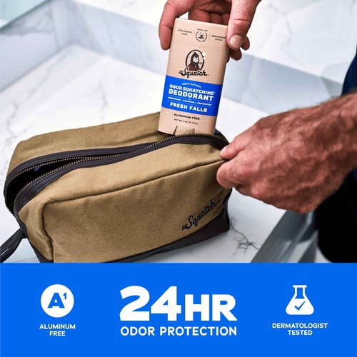 Dr. Squatch Natural Deodorant for Men - Odor-Squatching Aluminum Free - Fresh Falls (2.65 oz, 3-Pack)