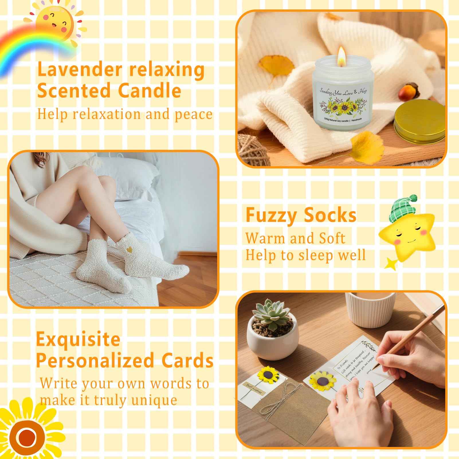 Sunshine Box - Sunflower Get Well Soon Gift Baskets for Women Girls - Ideal Care Package for Wife, New Moms,Sisters, Friends, People with Depression Mastectomy Post-surgery Recovery