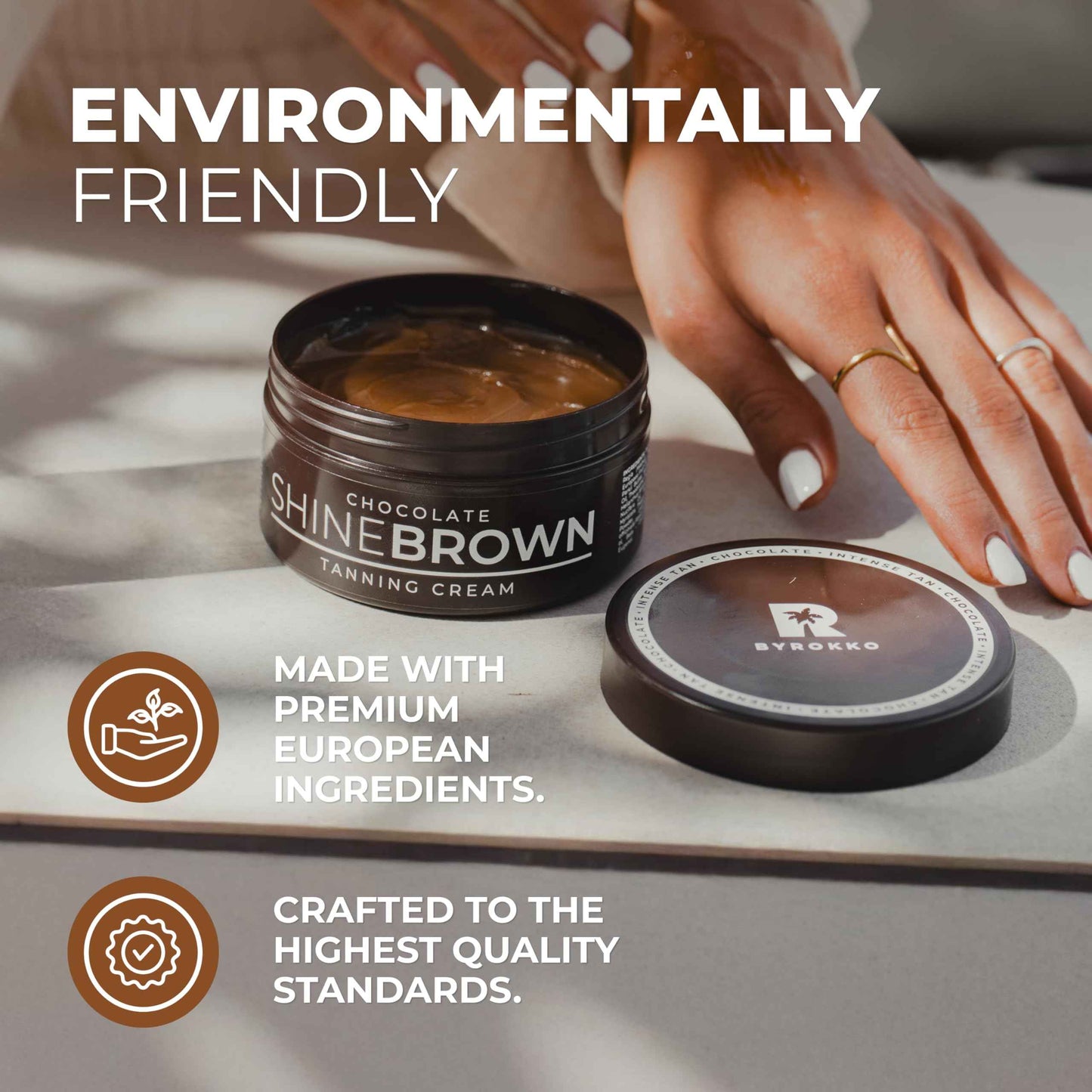 BYROKKO Shine Brown Chocolate Tan Accelerator Cream 6.8 Fl Oz, Outdoor Sun or Indoor Tanning Oil or Tanning Bed Lotion, Fast Bronzer with Premium Natural Ingredients for Deep, Long-Lasting Glow