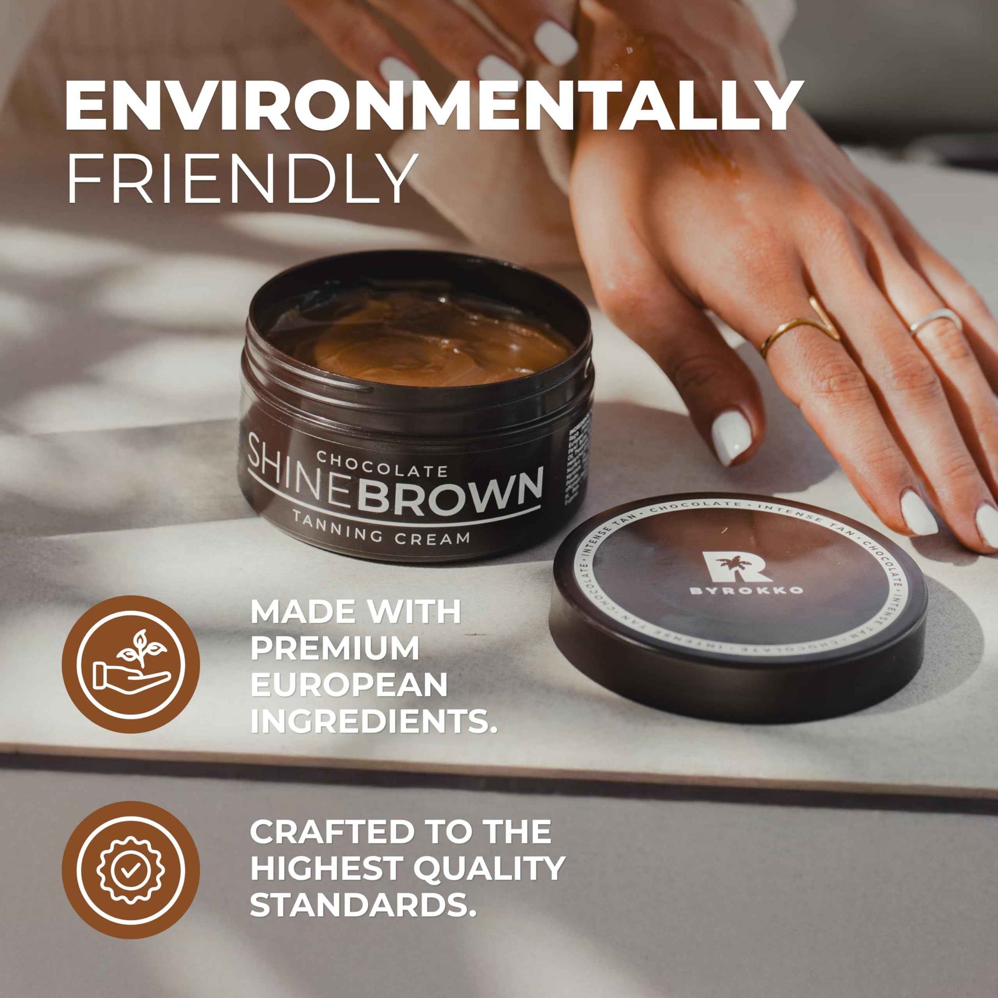 BYROKKO Shine Brown Chocolate Tan Accelerator Cream 6.8 Fl Oz, Outdoor Sun or Indoor Tanning Oil or Tanning Bed Lotion, Fast Bronzer with Premium Natural Ingredients for Deep, Long-Lasting Glow