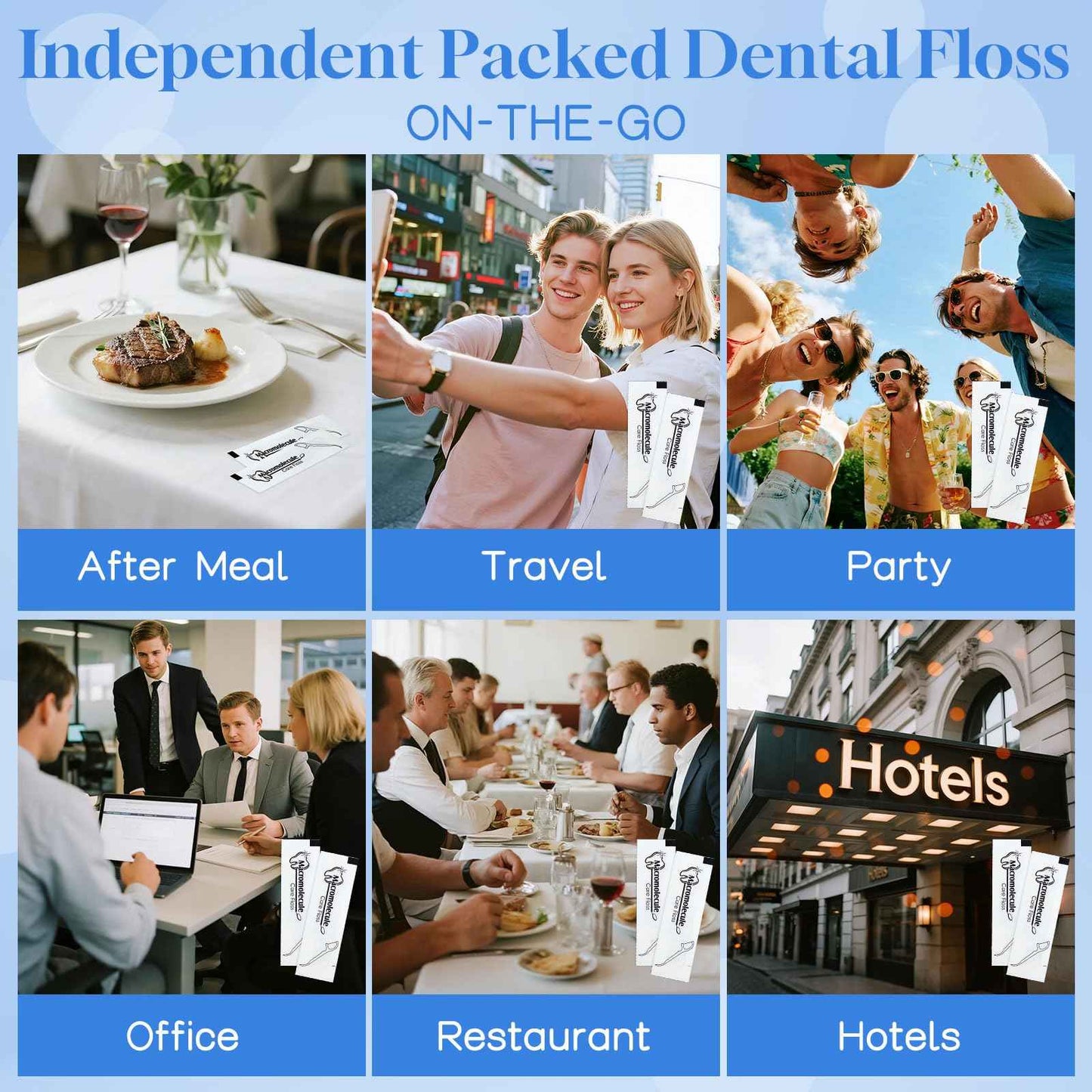 Individually Wrapped Dental Floss Picks Bulk Disposable Flossing Sticks Teeth Cleaning and Oral Care Travel Size Dental Tooth Floss Pack for Hotels, Weddings, Guests & Business Single Use (1000 Pack)