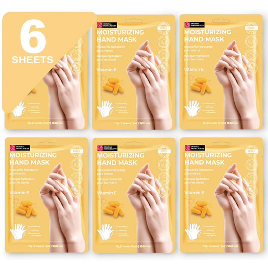 Innerest Original Derma Beauty Hand Mask 6 Pairs Moisturizing Vitamin E Hydrating Hand Mask Set Hand Mask Gloves Hand Repair Gloves Hand Care Hand Rejuvination Soothing Gloves