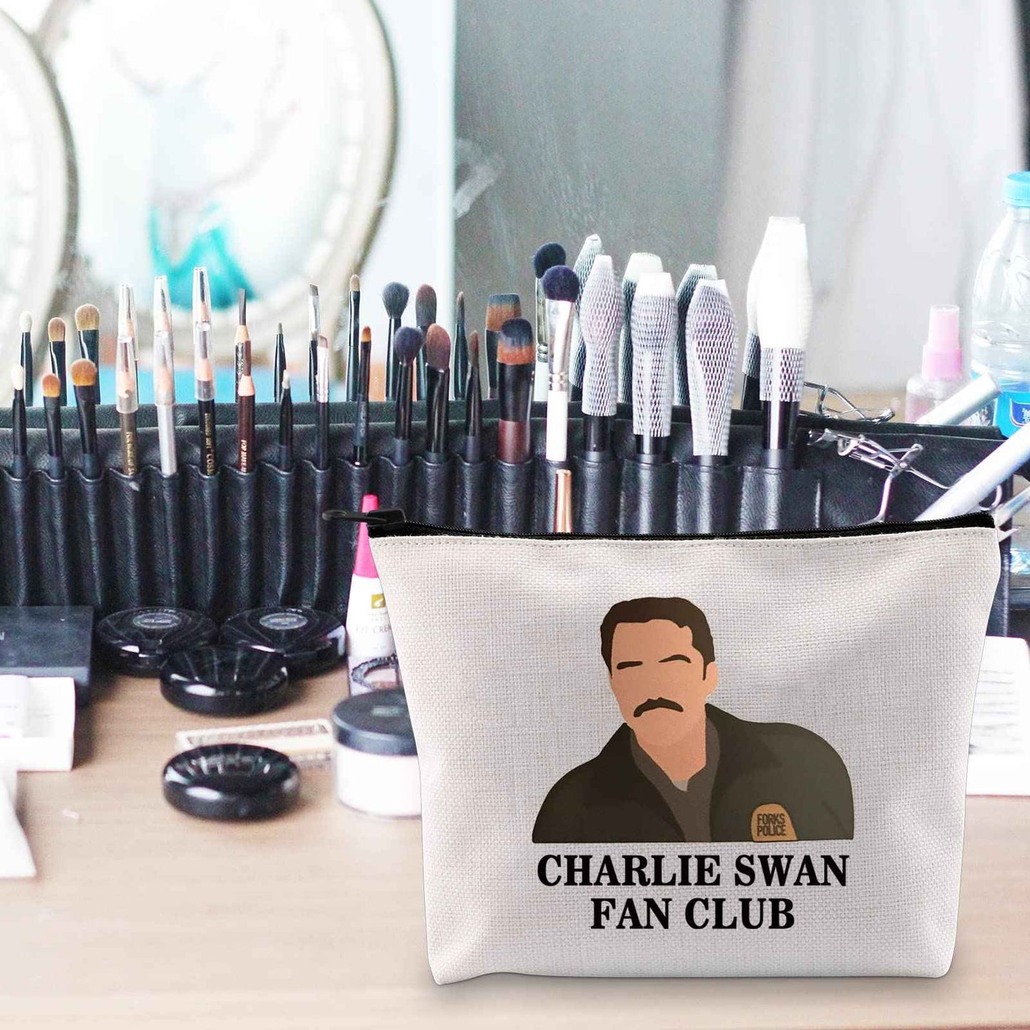 POFULL vampire Merchandise vampire Charlie Swan Fan Club Cosmetic Bag vampire Quote Makeup Bag(Charlie Swan bag)